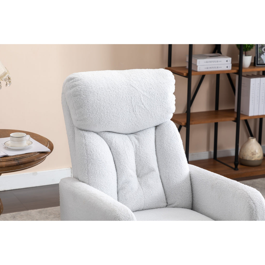022-Fauteuil basculant pivotant en tissu de lin, modèle Gilder, avec poche.