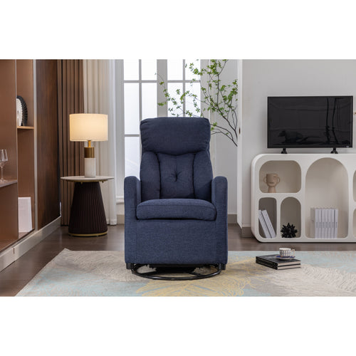 022-Fauteuil basculant pivotant en tissu de lin, modèle Gilder, avec poche.