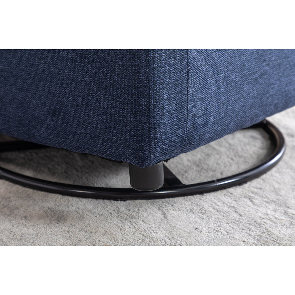 022-Fauteuil basculant pivotant en tissu de lin, modèle Gilder, avec poche.