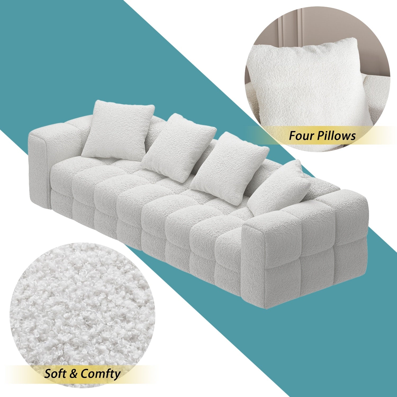 Canapé/Loveseat/Couch en velours Teddy 100.8 avec accoudoirs - Style moderne