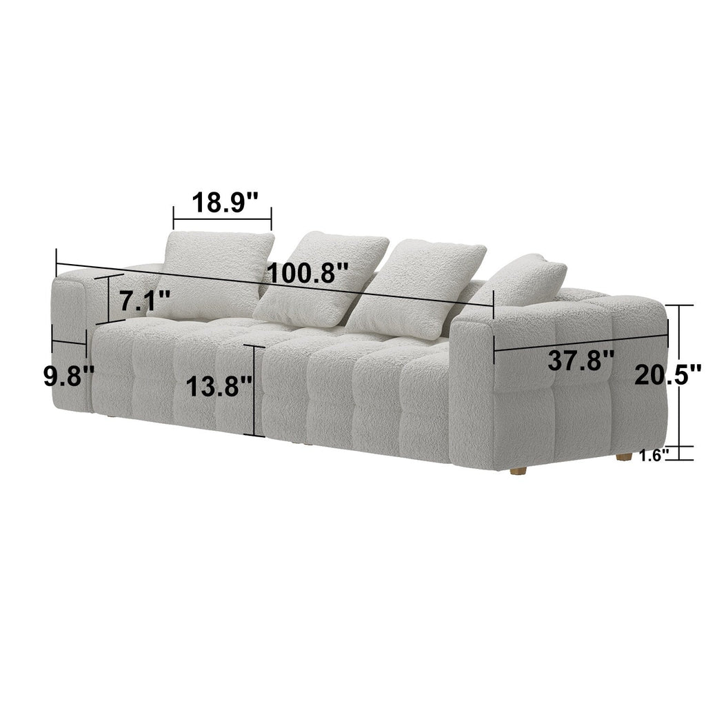 Canapé/Loveseat/Couch en velours Teddy 100.8 avec accoudoirs - Style moderne