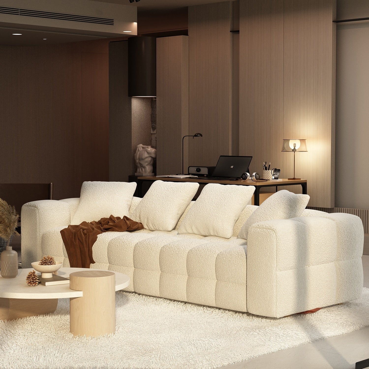 Canapé/Loveseat/Couch en velours Teddy 100.8 avec accoudoirs - Style moderne