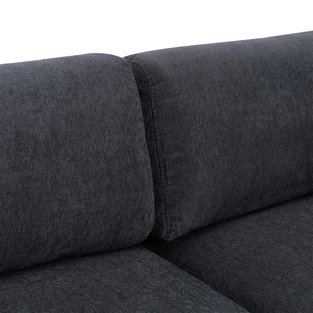Canapé d'angle en forme de L de 102,4 pouces en polyester avec pouf réversible, coussins épais et pieds en plastique.