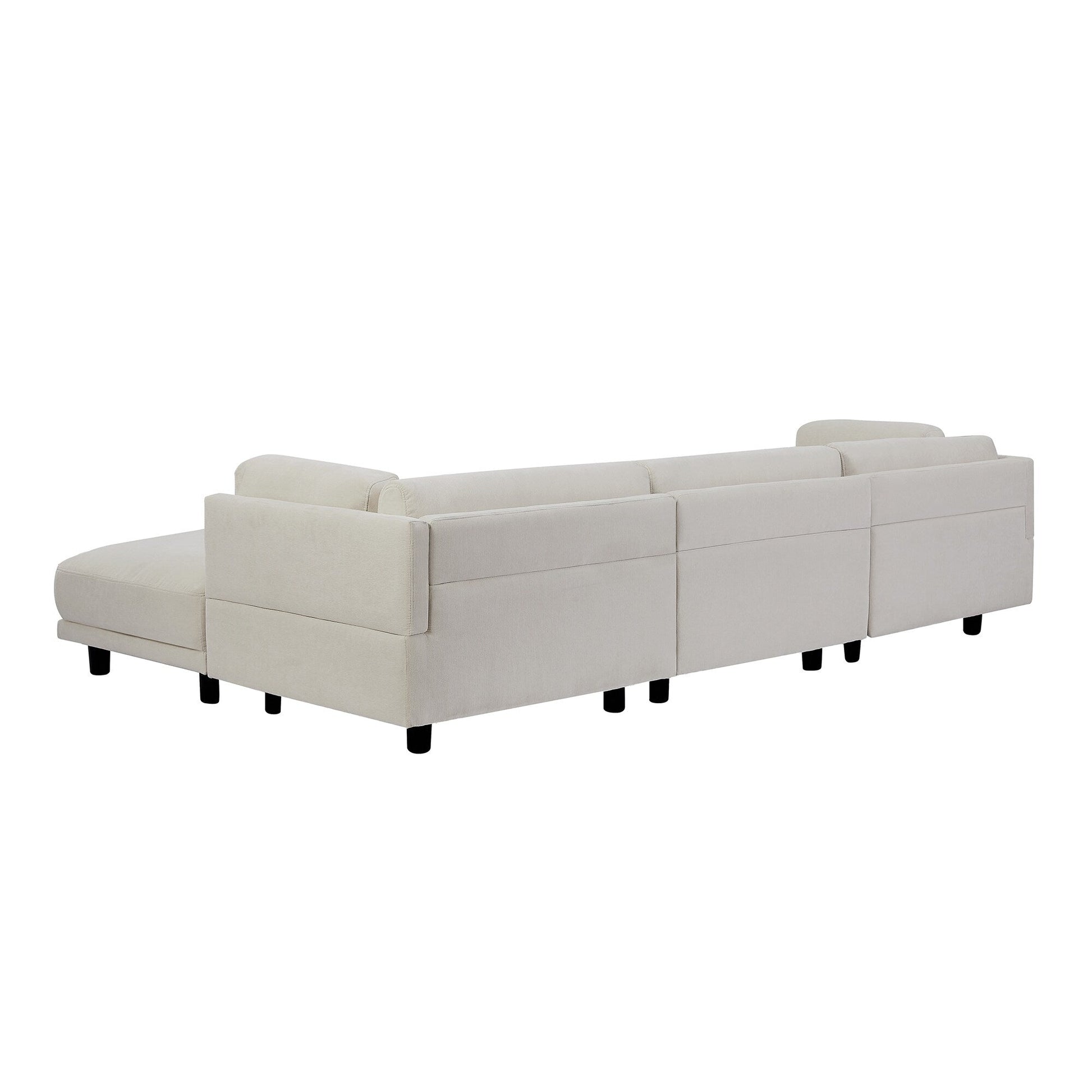 Canapé d'angle en forme de L 102.4 en polyester avec pouf réversible, coussins épais et pieds en plastique durables.