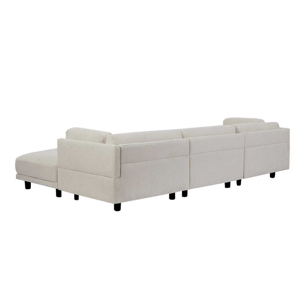 Canapé d'angle en forme de L de 260 cm (102,4 pouces) en polyester avec repose-pieds réversible et pieds robustes.