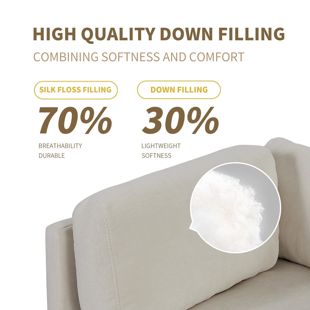 Canapé d'angle 3 places en forme de L de 260 cm (102,4 pouces) en polyester avec repose-pieds réversible, coussins épais et pieds en plastique durables.