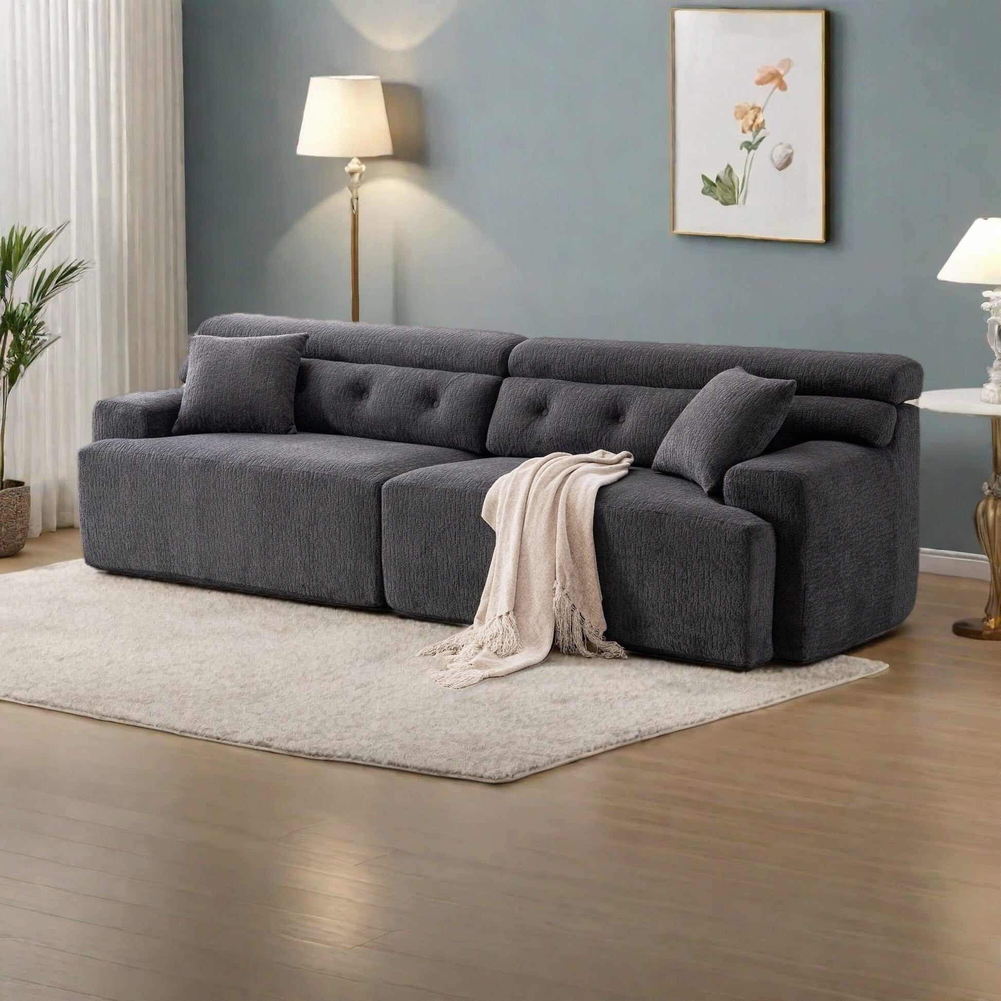 Canapé 4 places en tissu 103.2 avec 2 coussins gratuits, assise profonde et dossier relevé - Éponge haute densité de qualité supérieure