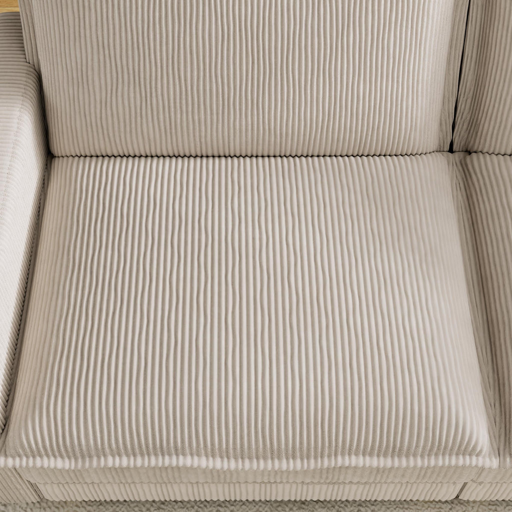 Canapé 4 places 103 en velours côtelé, style moderne et classique - Assise profonde, avec 4 coussins pour salon