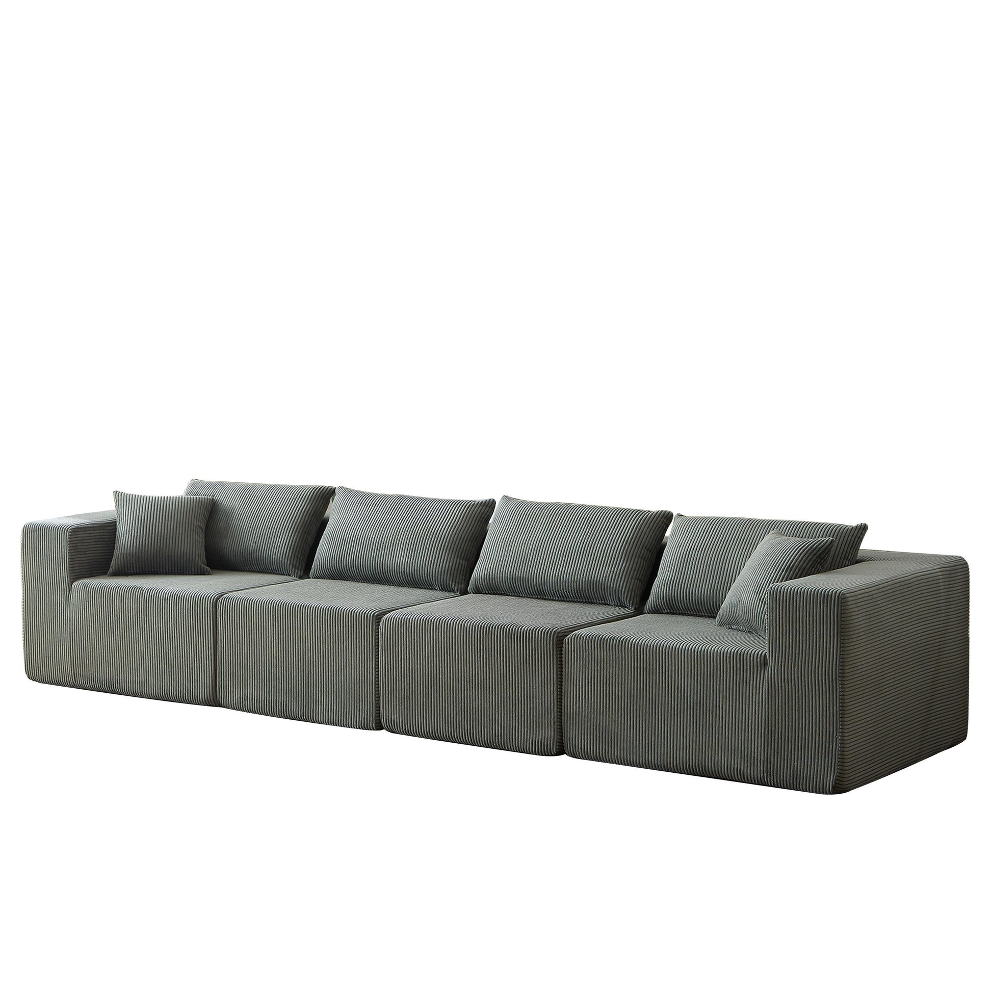 104-Inch Corduroy Modular L Shaped Sectional Sofa,Floor Couch Set,Foam-Filled Compressed Sofa,4 PC Free Combination