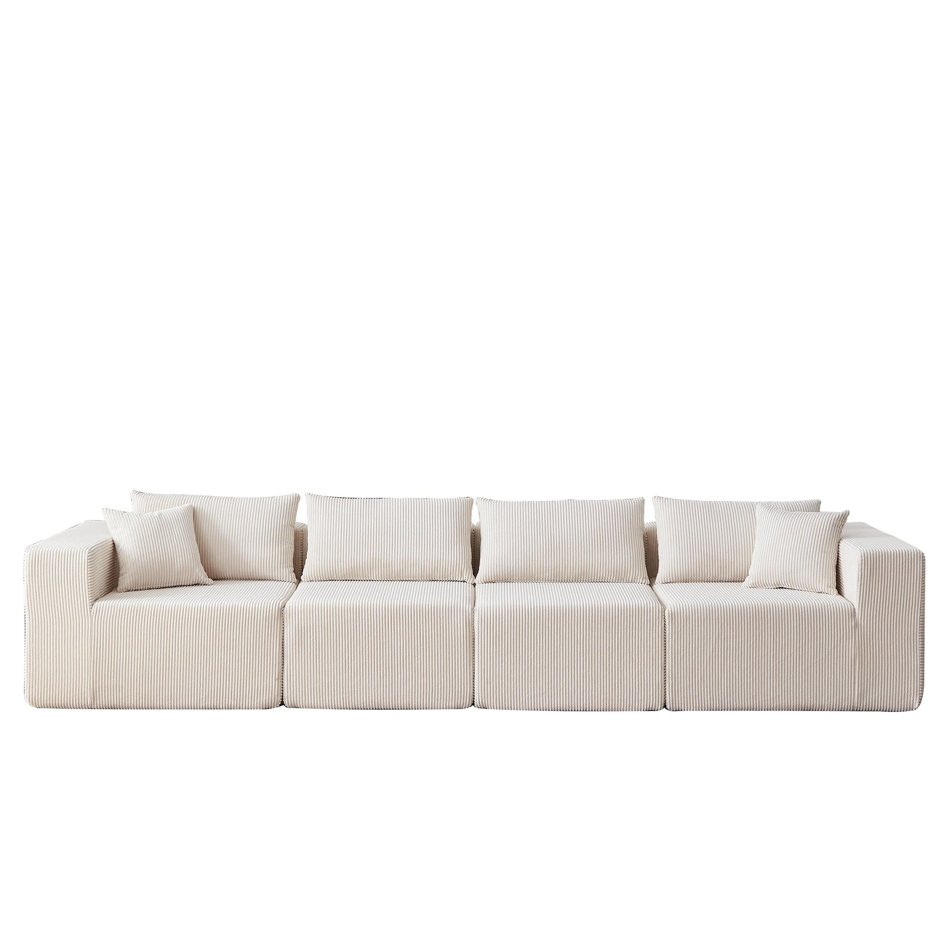 104-Inch Corduroy Modular L Shaped Sectional Sofa,Floor Couch Set,Foam-Filled Compressed Sofa,4 PC Free Combination