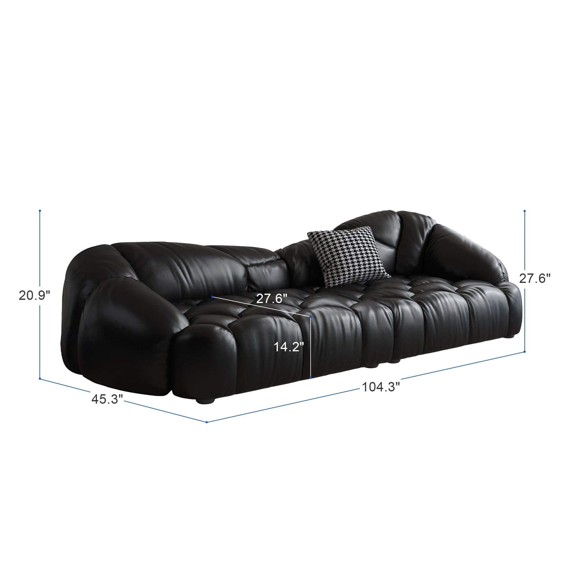 Canapé recouvert de cuir 104.3 - 104.3 x 45.3