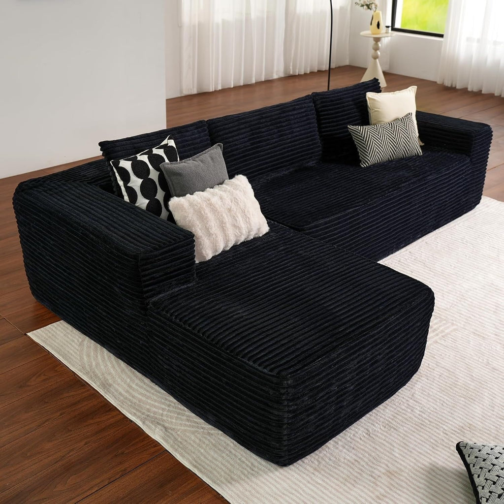 Canapé d'angle en forme de L 104 Cloud - Canapé modulable à assise profonde pour salon et chambre à coucher, aucun assemblage requis.