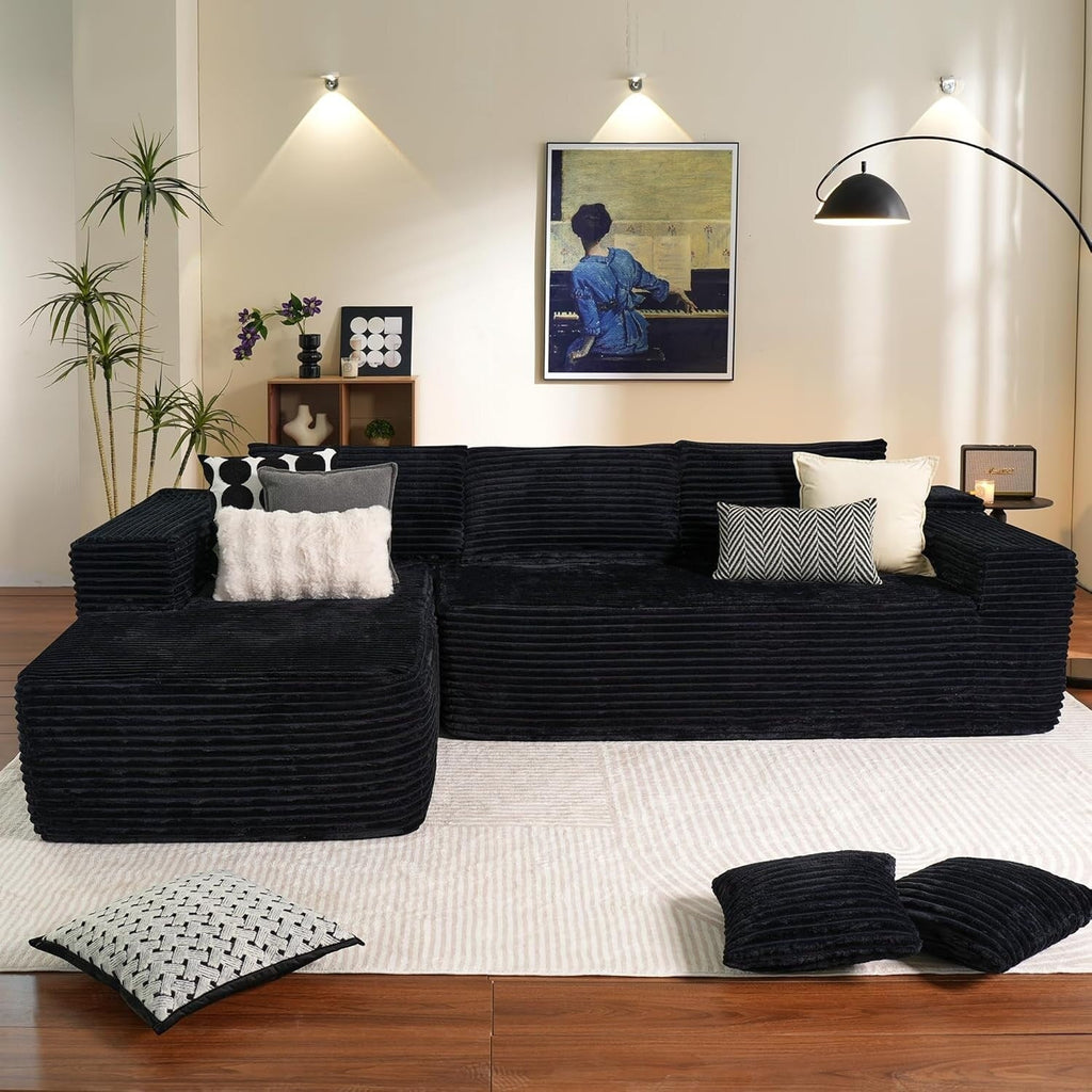 Canapé d'angle en forme de L 104 Cloud - Canapé modulable à assise profonde pour salon et chambre à coucher, aucun assemblage requis.