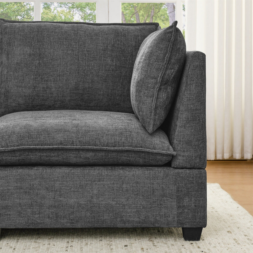 Canapé 3 places en chenille 105 avec coussins à 2 couches et mousse à haute résilience