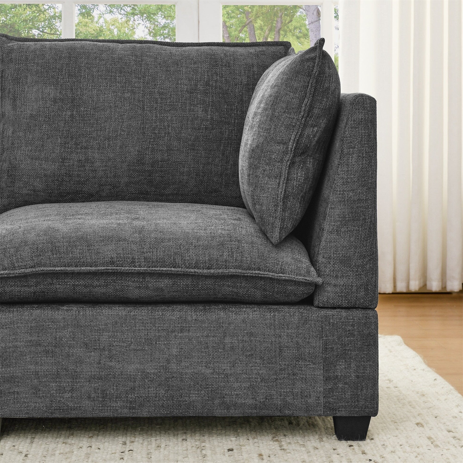 Canapé 3 places en chenille 105 avec coussins à 2 couches et mousse à haute résilience