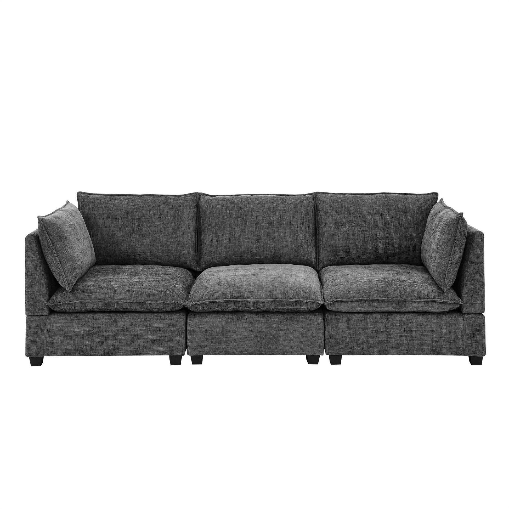 Canapé 3 places en chenille 105 avec coussins à 2 couches et mousse à haute résilience