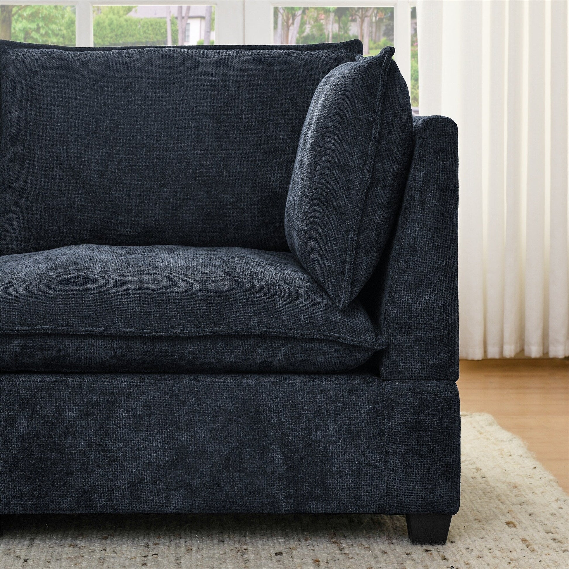 Canapé 3 places en chenille 105 avec coussins à 2 couches et mousse à haute résilience