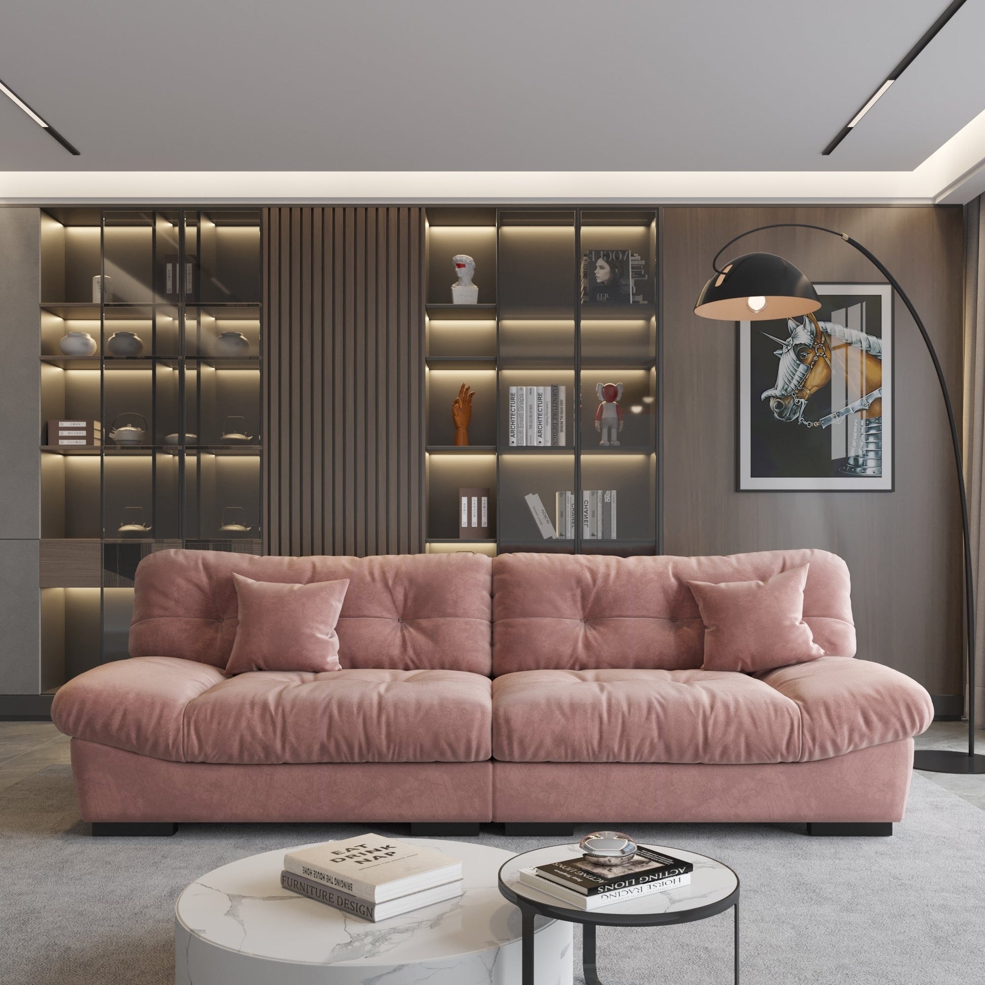 Canapé-lit minimaliste Cloud de 105 pouces avec deux coussins