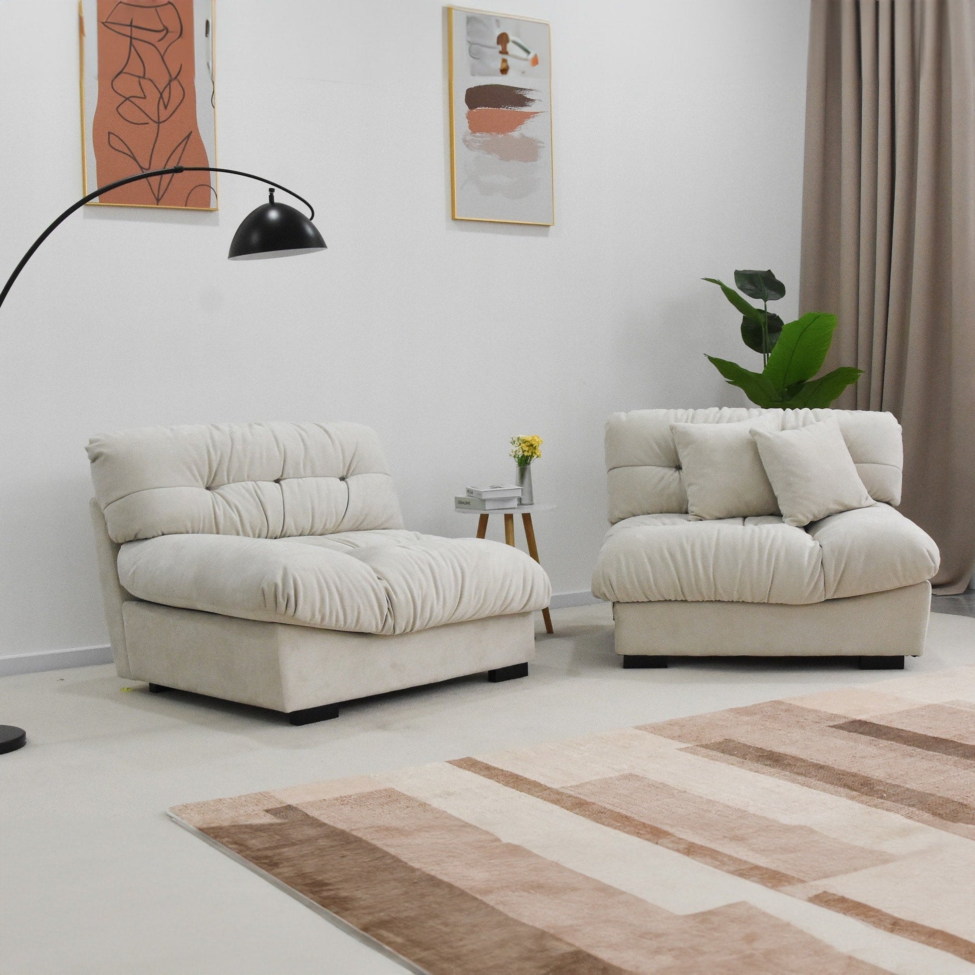 Canapé-lit minimaliste Cloud de 105 pouces avec deux coussins