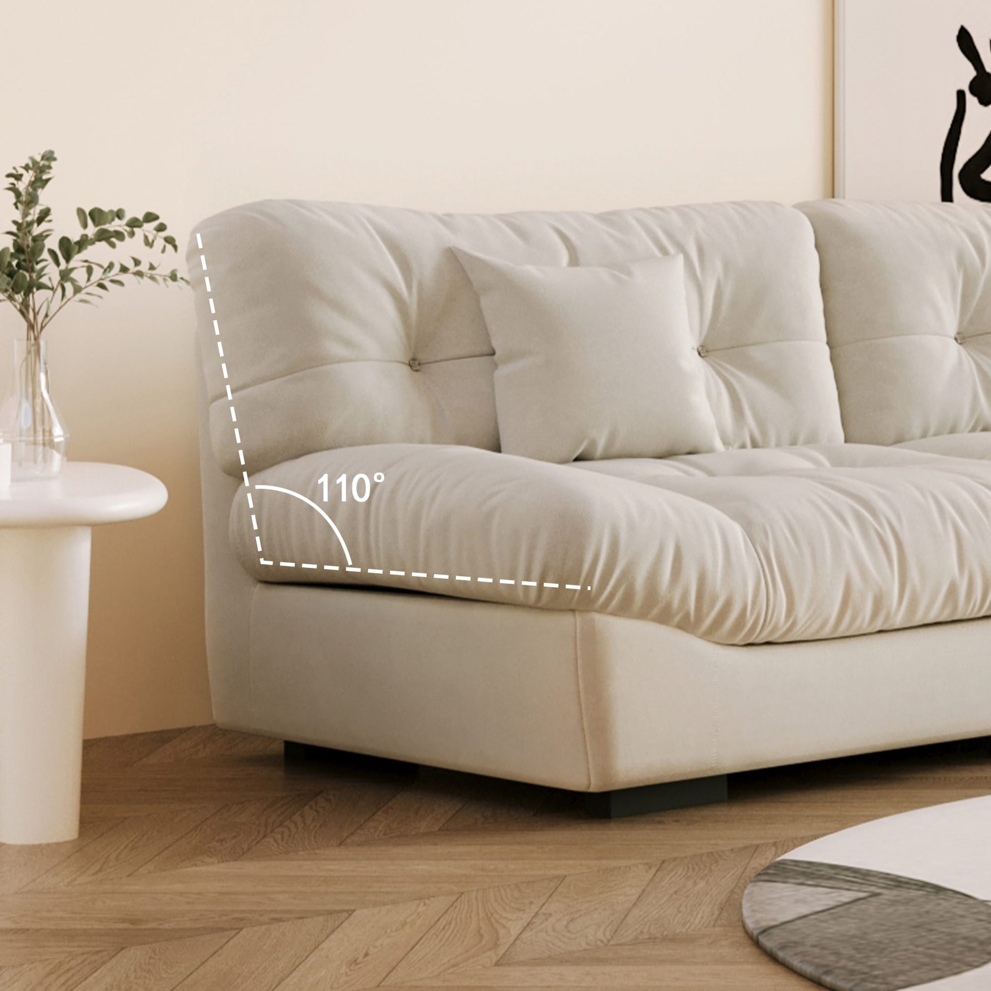 Canapé-lit minimaliste Cloud de 105 pouces avec deux coussins