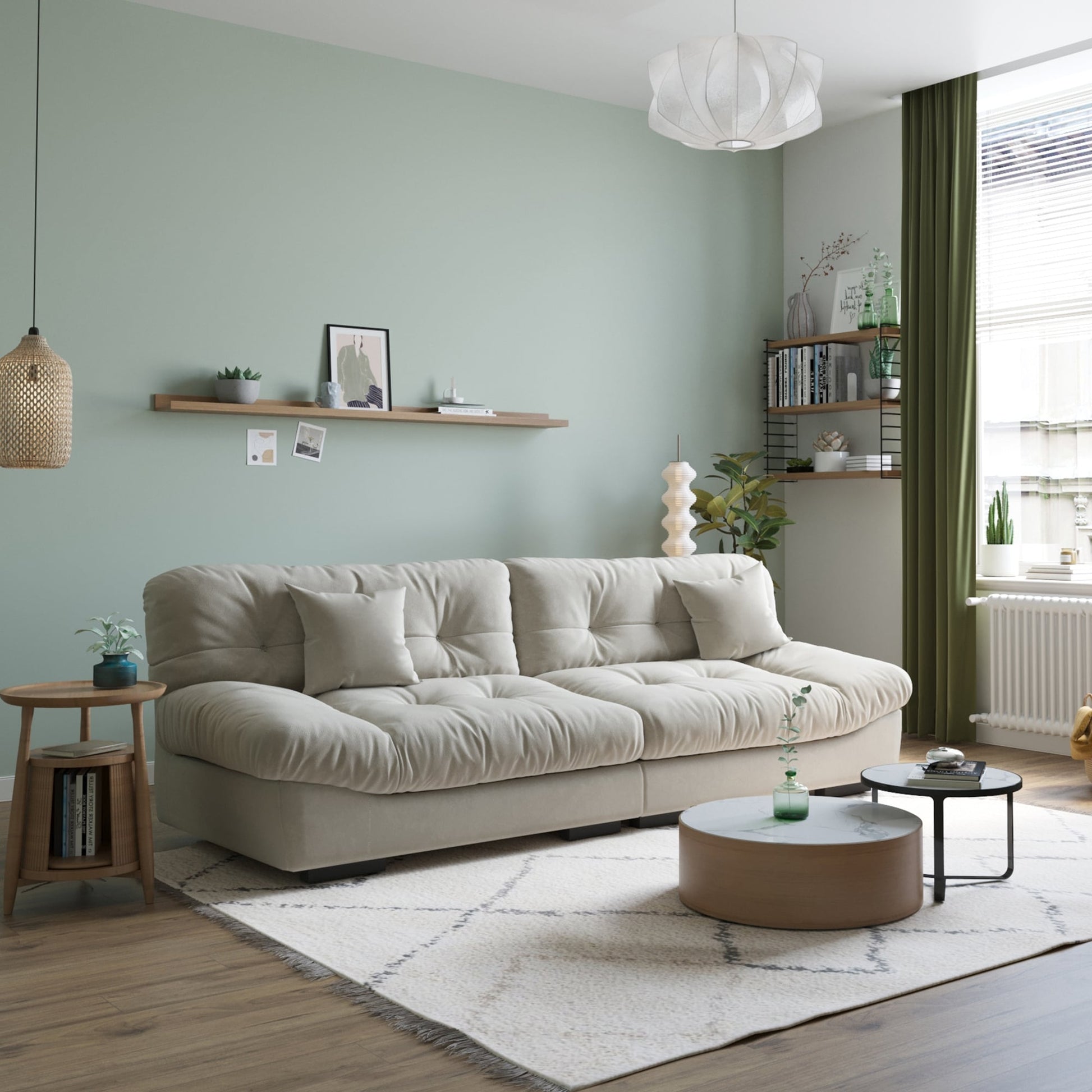 Canapé-lit minimaliste Cloud de 105 pouces avec deux coussins