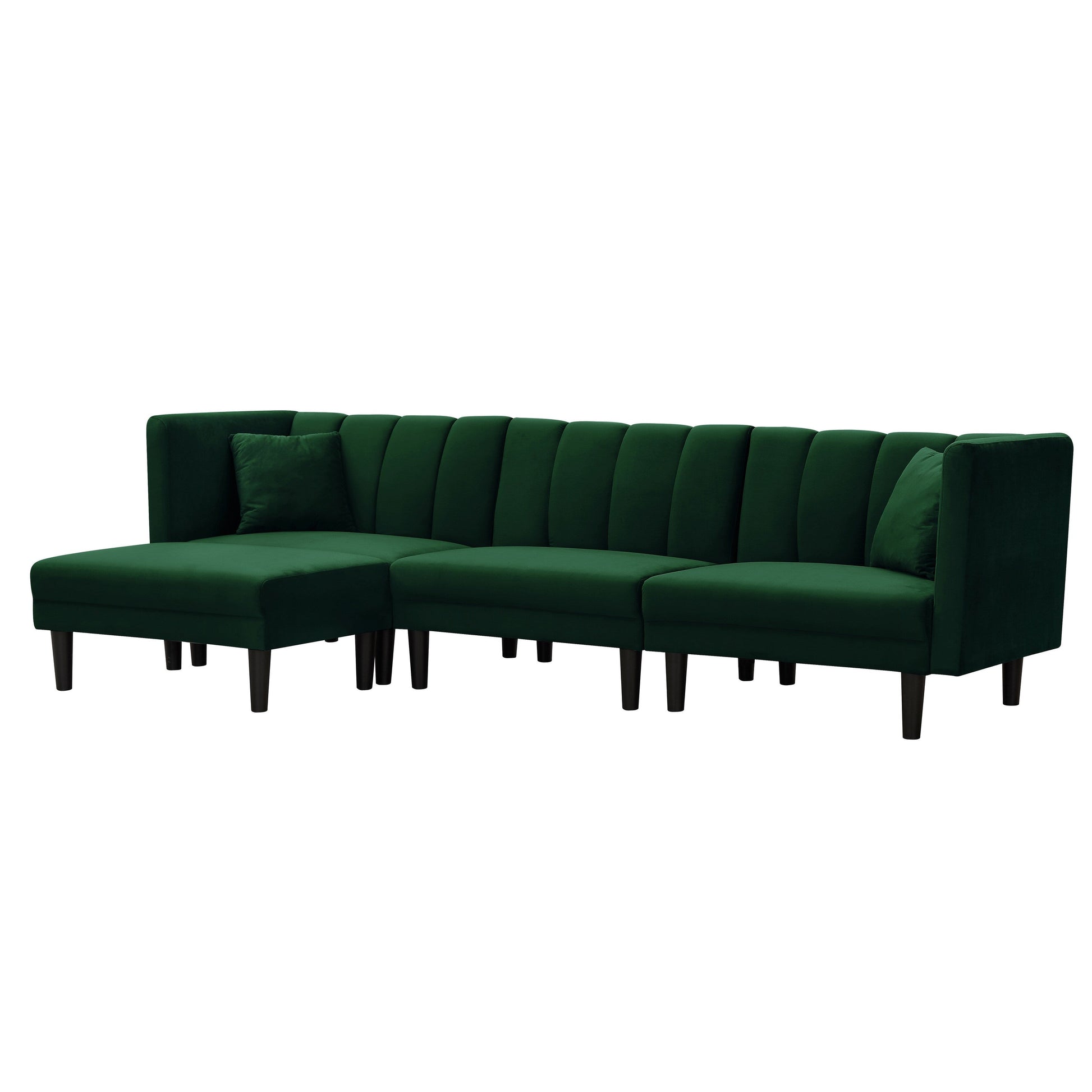 Canapé d'angle 3 places réversible en velours de 270 cm avec fonction lit et méridienne