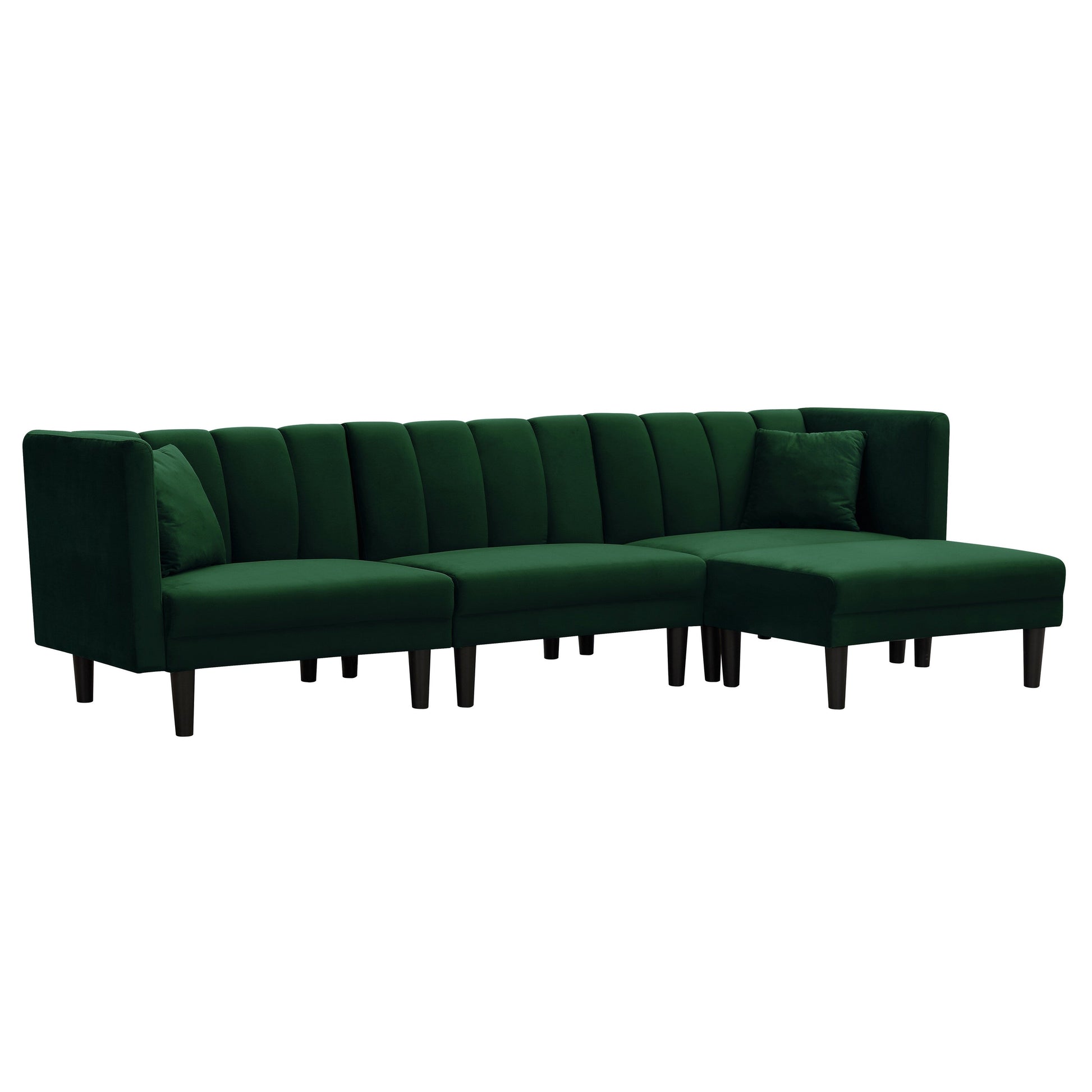 Canapé d'angle 3 places réversible en velours de 270 cm avec fonction lit et méridienne