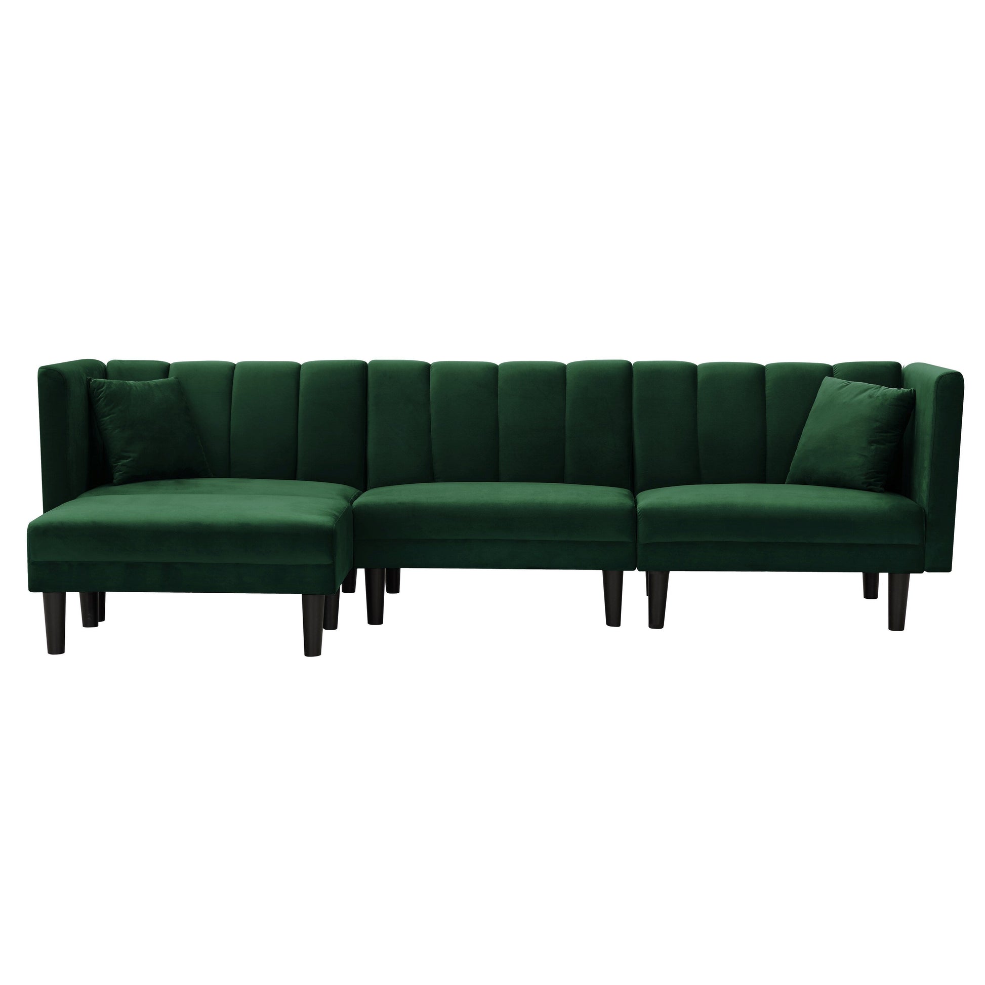 Canapé d'angle en velours de 271 cm avec fonction lit escamotable