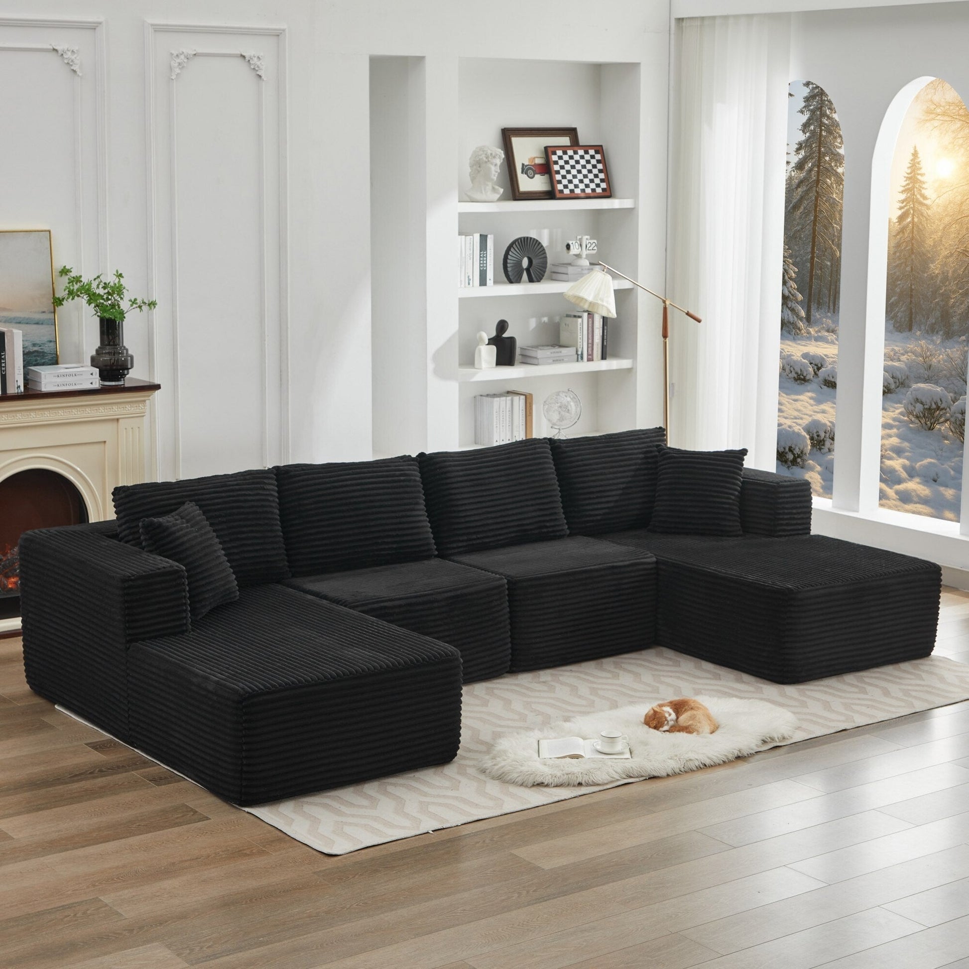 Canapé d'angle Cloud 106 avec deux chaises longues, canapé modulaire moderne à assise profonde pour salon, aucun assemblage requis.