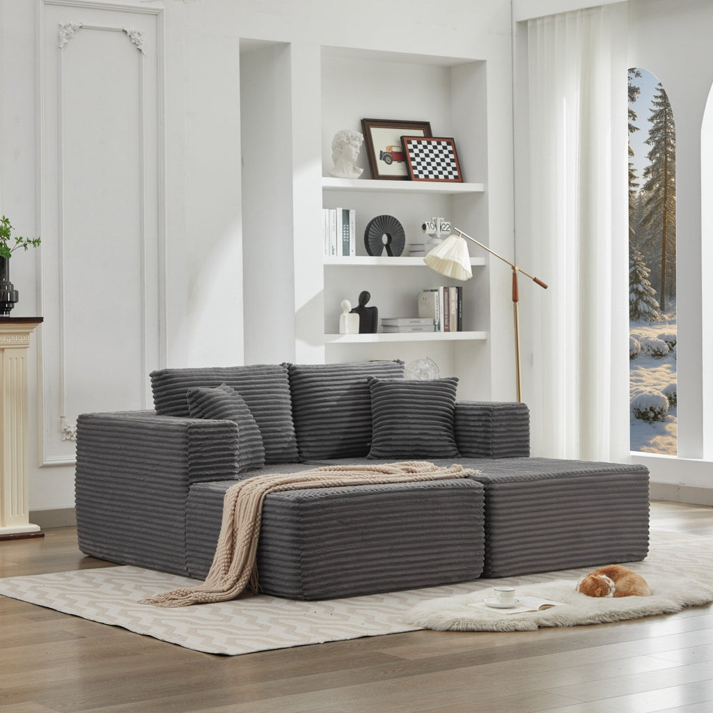Canapé d'angle Cloud 106 avec deux chaises longues, canapé modulaire moderne à assise profonde pour salon, aucun assemblage requis.