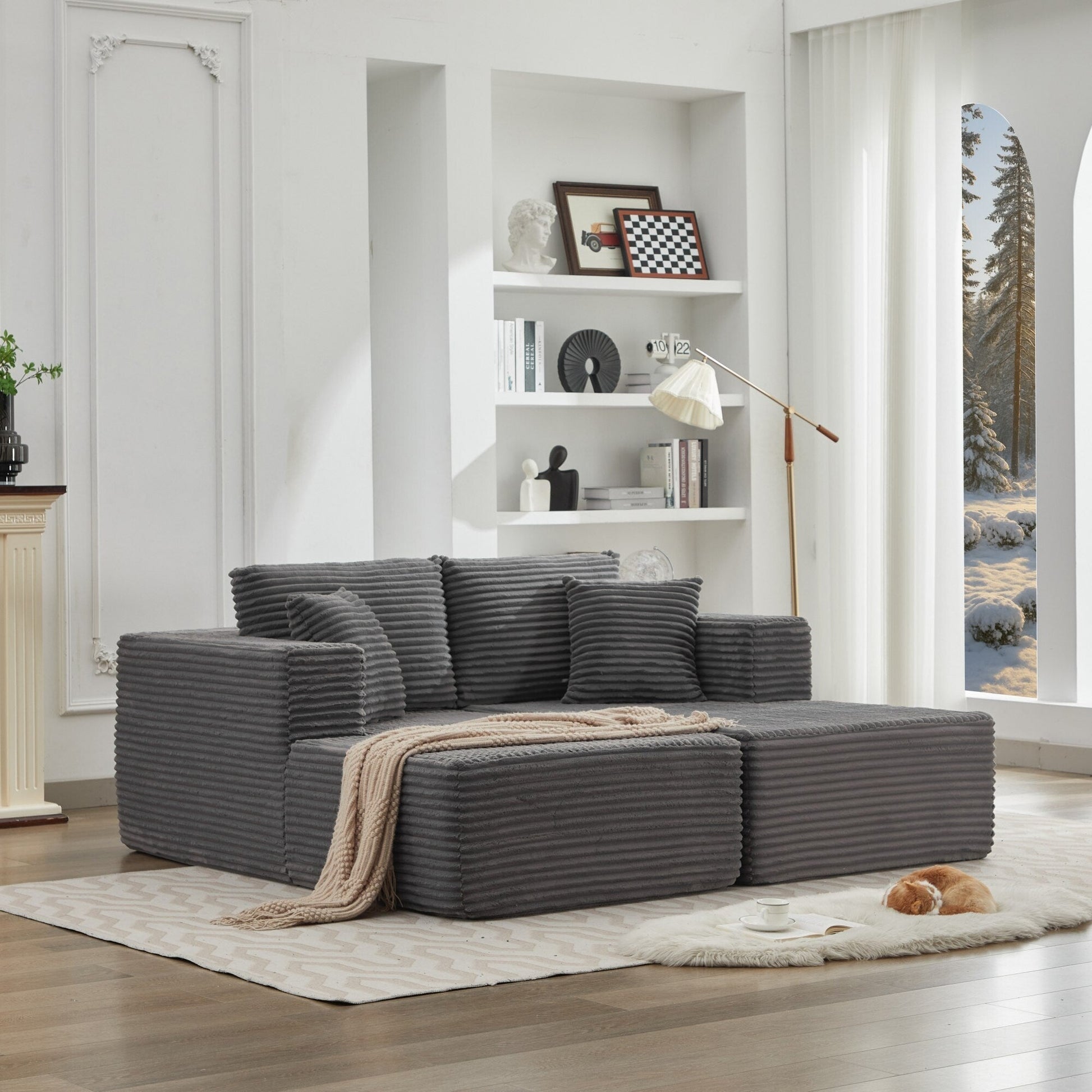 Canapé d'angle Cloud 106 avec deux chaises longues, canapé modulaire moderne à assise profonde pour salon, aucun assemblage requis.