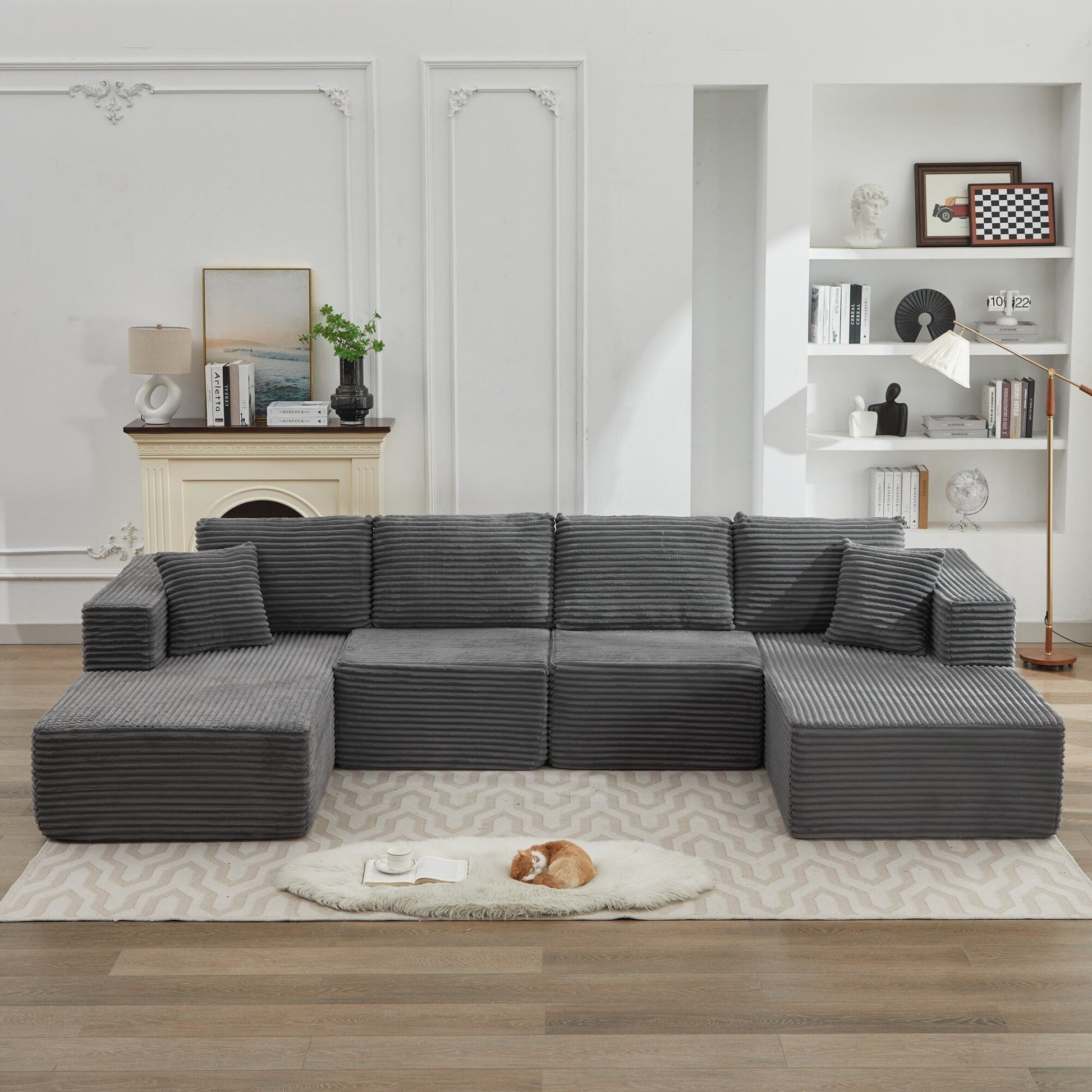 Canapé d'angle Cloud 106 avec deux chaises longues, canapé modulaire moderne à assise profonde pour salon, aucun assemblage requis.