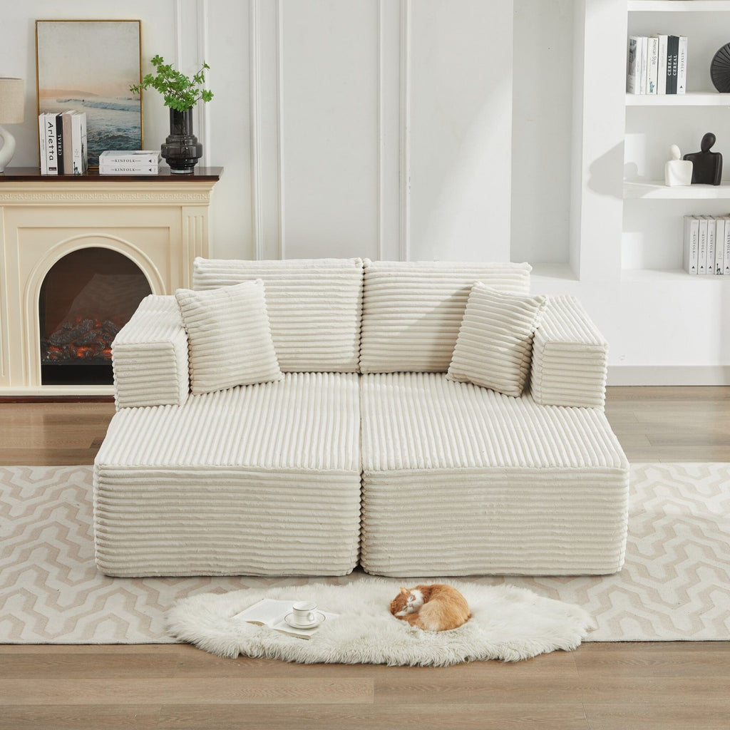 Canapé d'angle Cloud 106 avec deux chaises longues, canapé modulaire moderne à assise profonde pour salon, aucun assemblage requis.