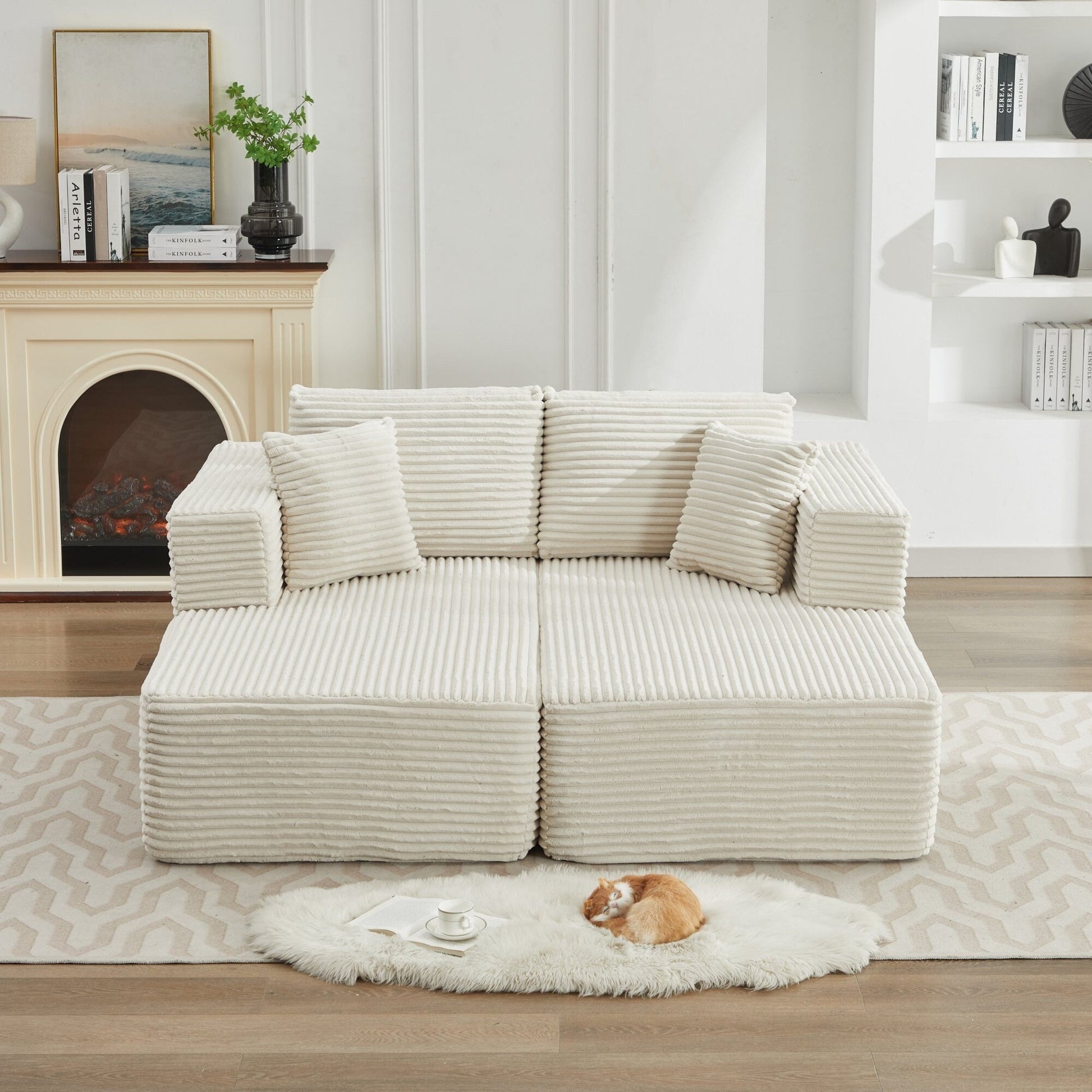 Canapé d'angle Cloud 106 avec deux chaises longues, canapé modulaire moderne à assise profonde pour salon, aucun assemblage requis.
