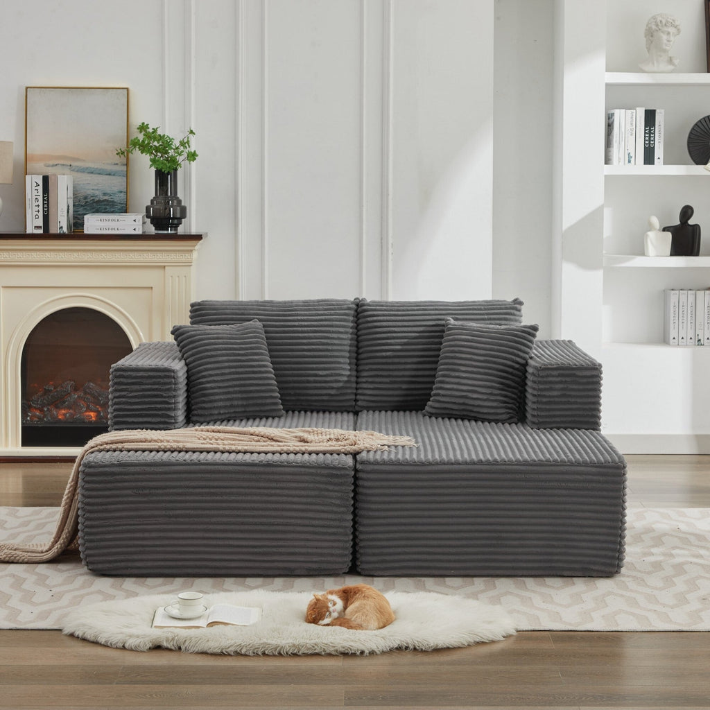 Canapé d'angle Cloud 106 avec deux chaises longues, canapé modulaire moderne à assise profonde pour salon, aucun assemblage requis.