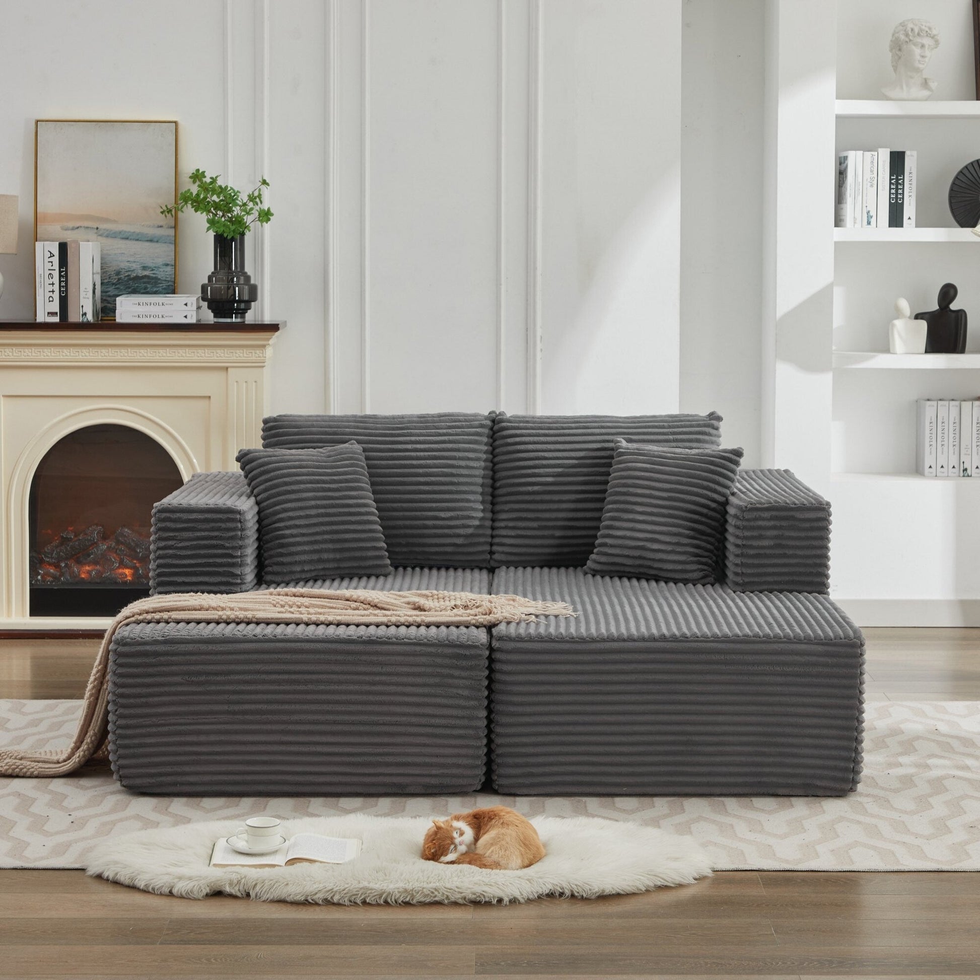 Canapé d'angle Cloud 106 avec deux chaises longues, canapé modulaire moderne à assise profonde pour salon, aucun assemblage requis.