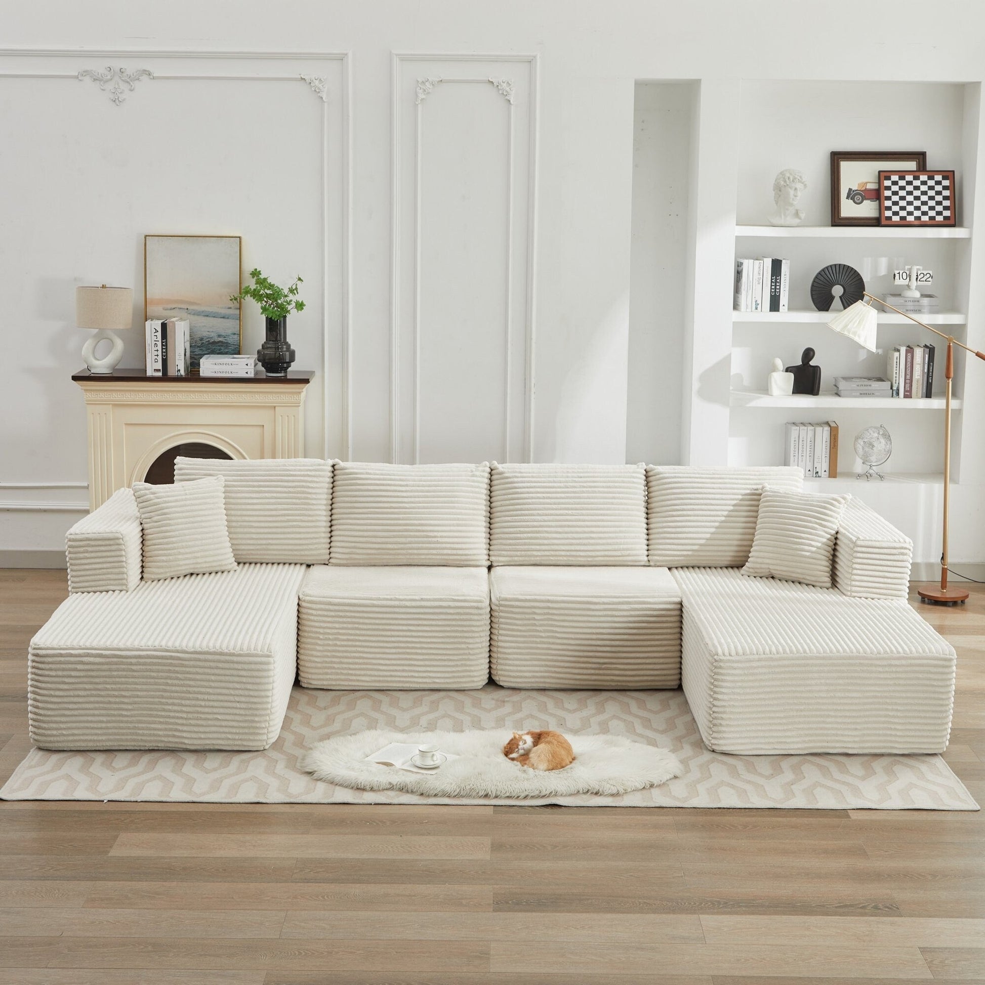 Canapé d'angle Cloud 106 avec deux chaises longues, canapé modulaire moderne à assise profonde pour salon, aucun assemblage requis.