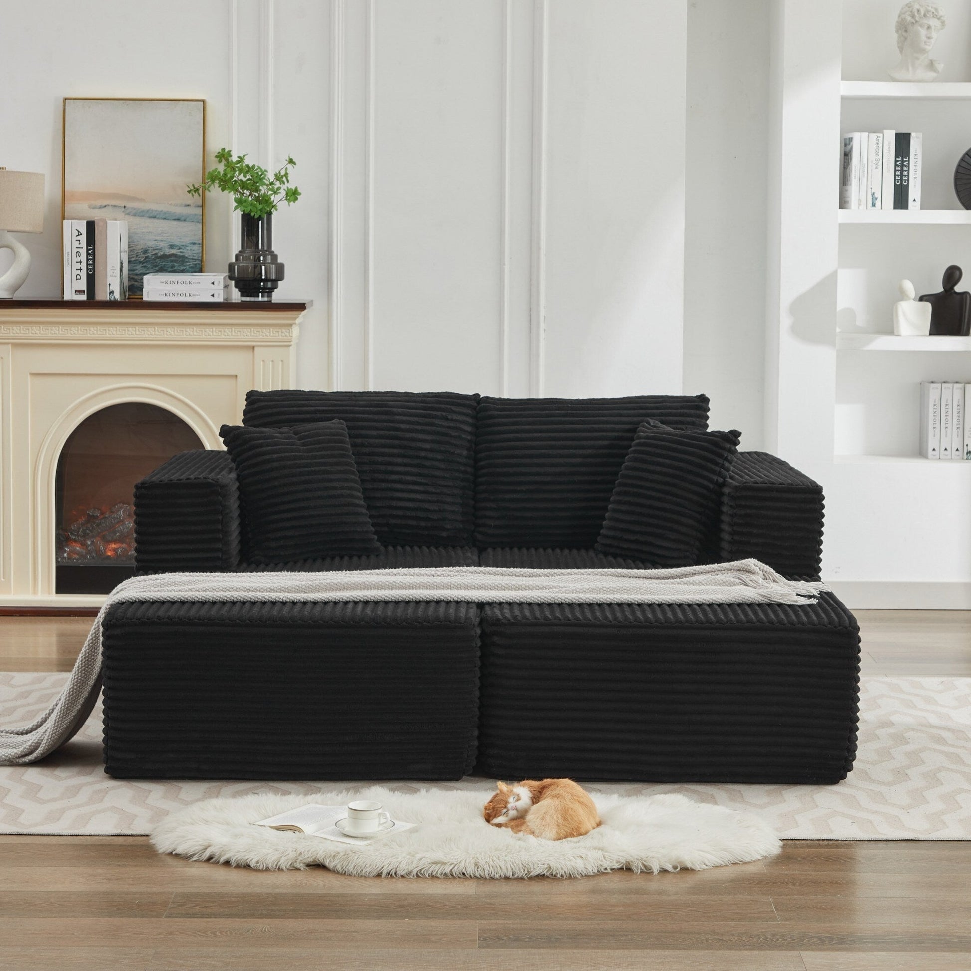 Canapé d'angle Cloud 106 avec deux chaises longues, canapé modulaire moderne à assise profonde pour salon, aucun assemblage requis.