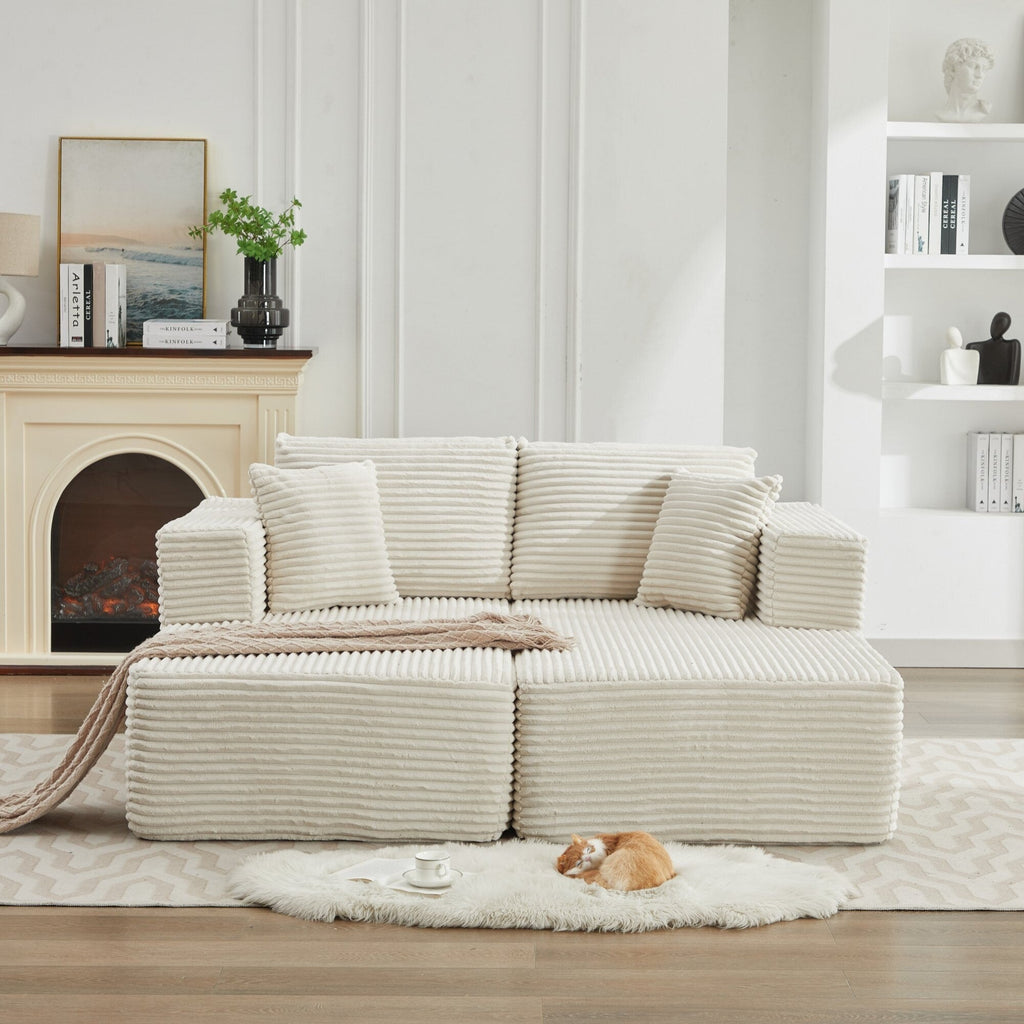 Canapé d'angle Cloud 106 avec deux chaises longues, canapé modulaire moderne à assise profonde pour salon, aucun assemblage requis.