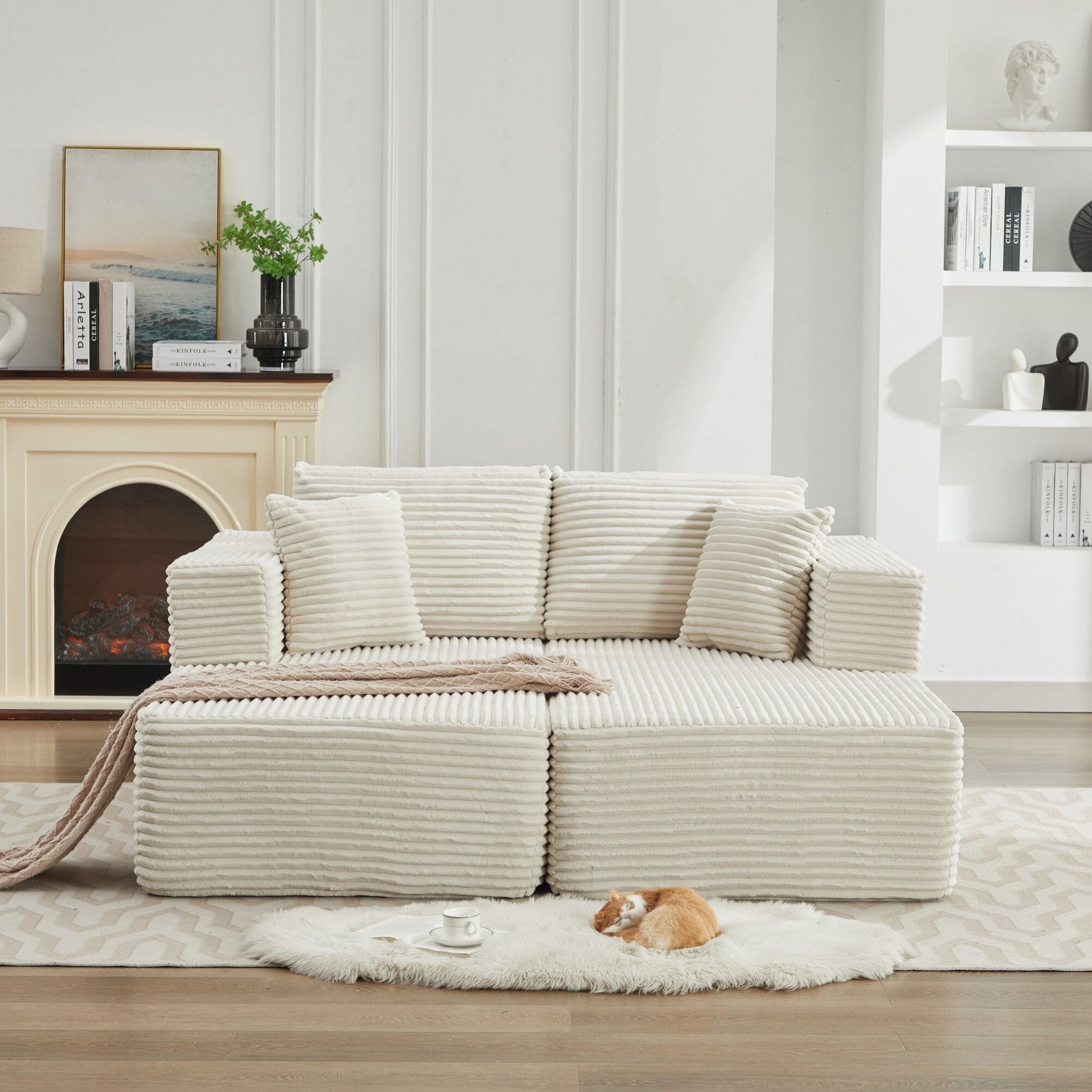 Canapé d'angle Cloud 106 avec deux chaises longues, canapé modulaire moderne à assise profonde pour salon, aucun assemblage requis.