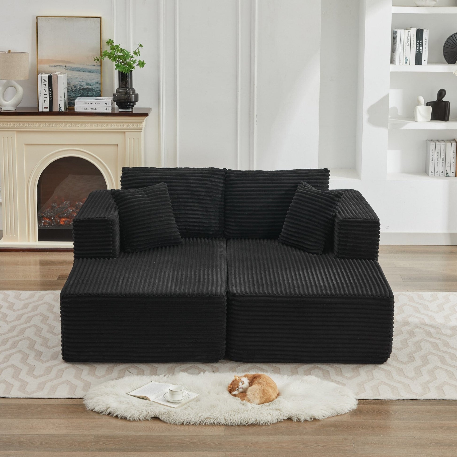 Canapé d'angle Cloud 106 avec deux chaises longues, canapé modulaire moderne à assise profonde pour salon, aucun assemblage requis.