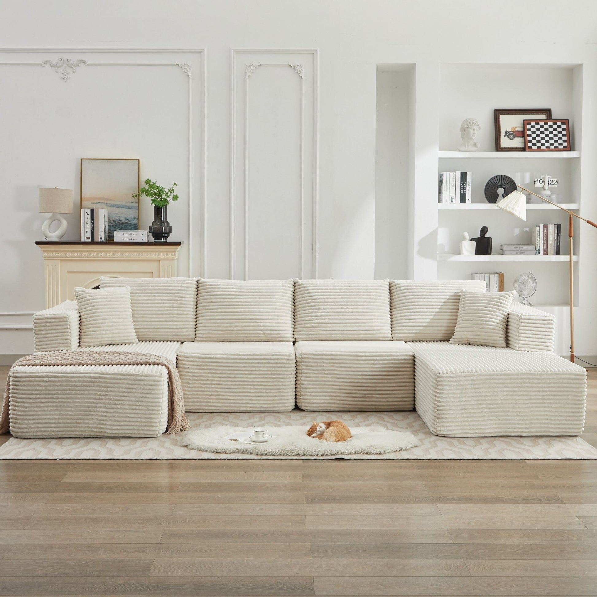 Canapé d'angle Cloud 106 avec deux chaises longues, canapé modulaire moderne à assise profonde pour salon, aucun assemblage requis.