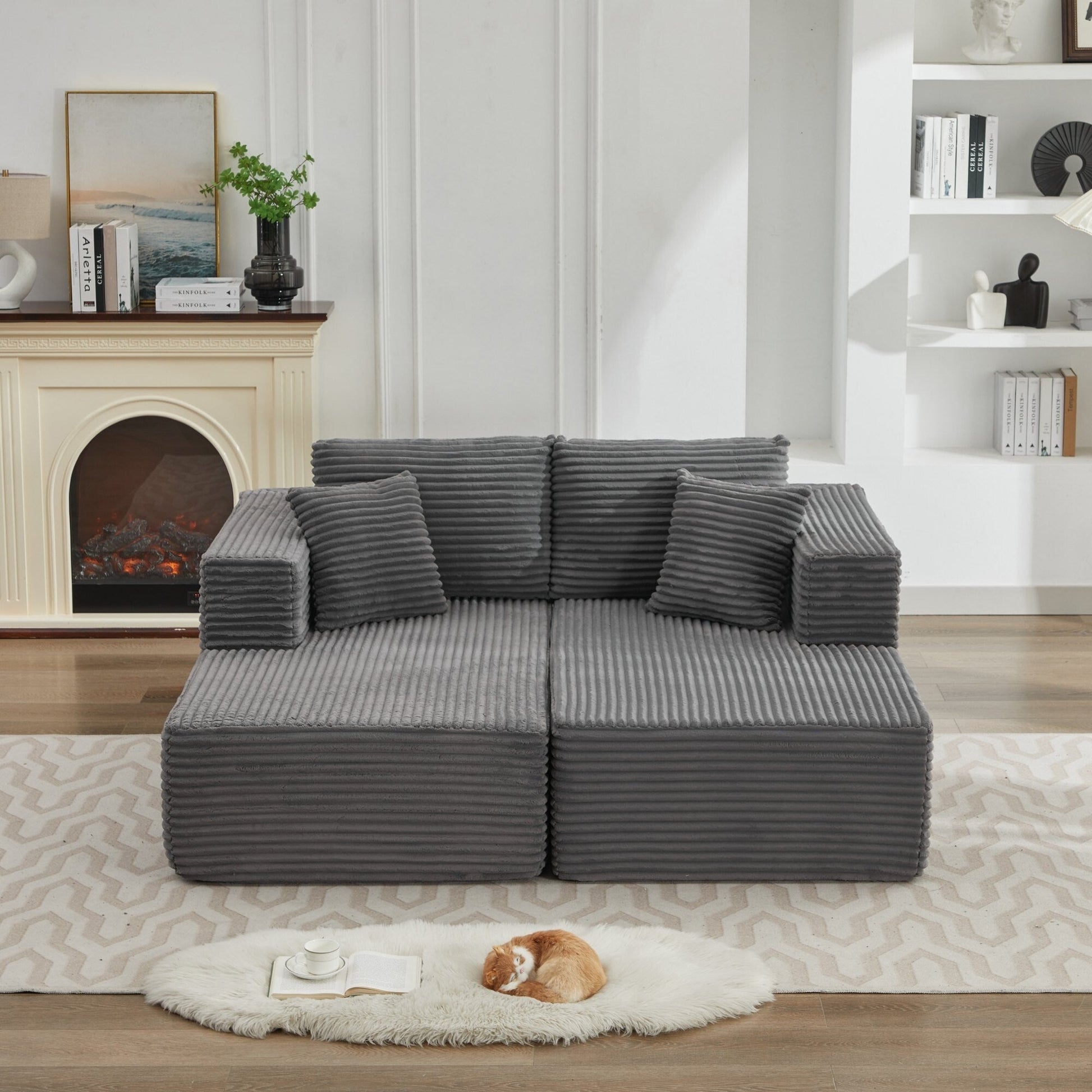 Canapé d'angle Cloud 106 avec deux chaises longues, canapé modulaire moderne à assise profonde pour salon, aucun assemblage requis.