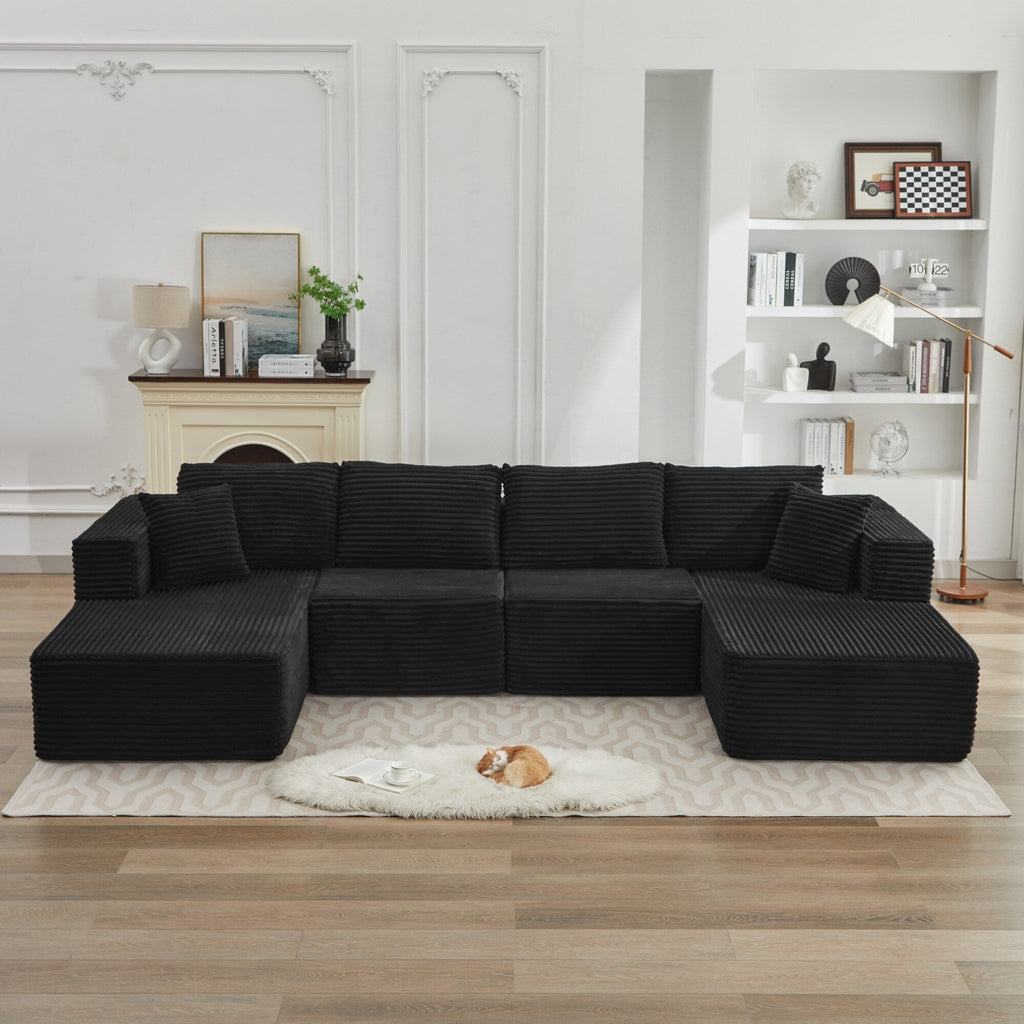 Canapé d'angle Cloud 106 avec deux chaises longues, canapé modulaire moderne à assise profonde pour salon, aucun assemblage requis.