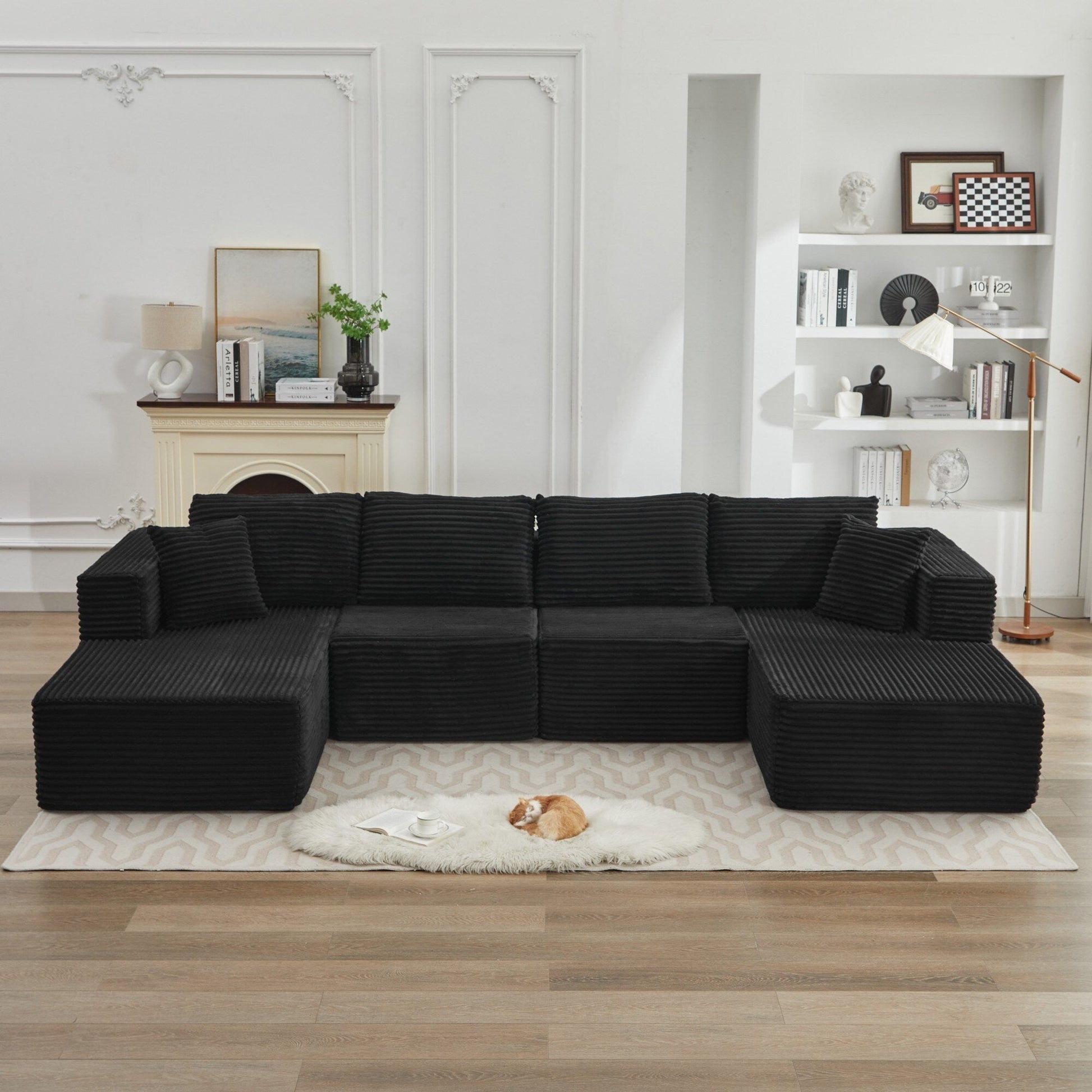 Canapé d'angle Cloud 106 avec deux chaises longues, canapé modulaire moderne à assise profonde pour salon, aucun assemblage requis.