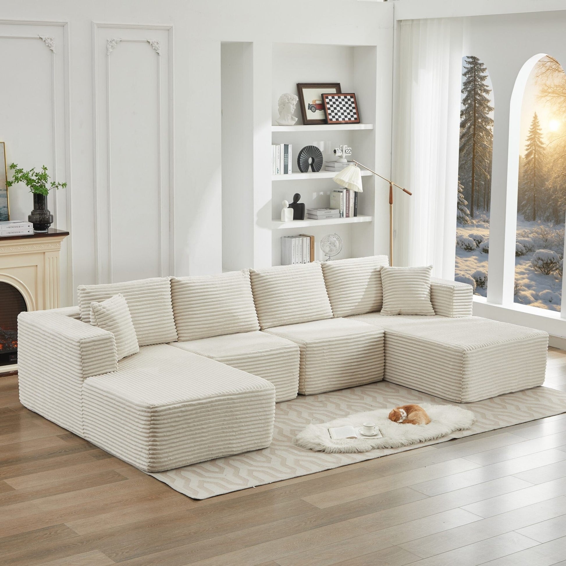 Canapé d'angle Cloud 106 avec deux chaises longues, canapé modulaire moderne à assise profonde pour salon, aucun assemblage requis.