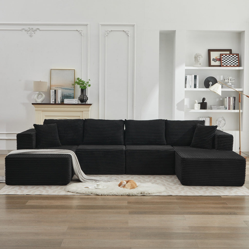 Canapé d'angle Cloud 106 avec deux chaises longues, canapé modulaire moderne à assise profonde pour salon, aucun assemblage requis.