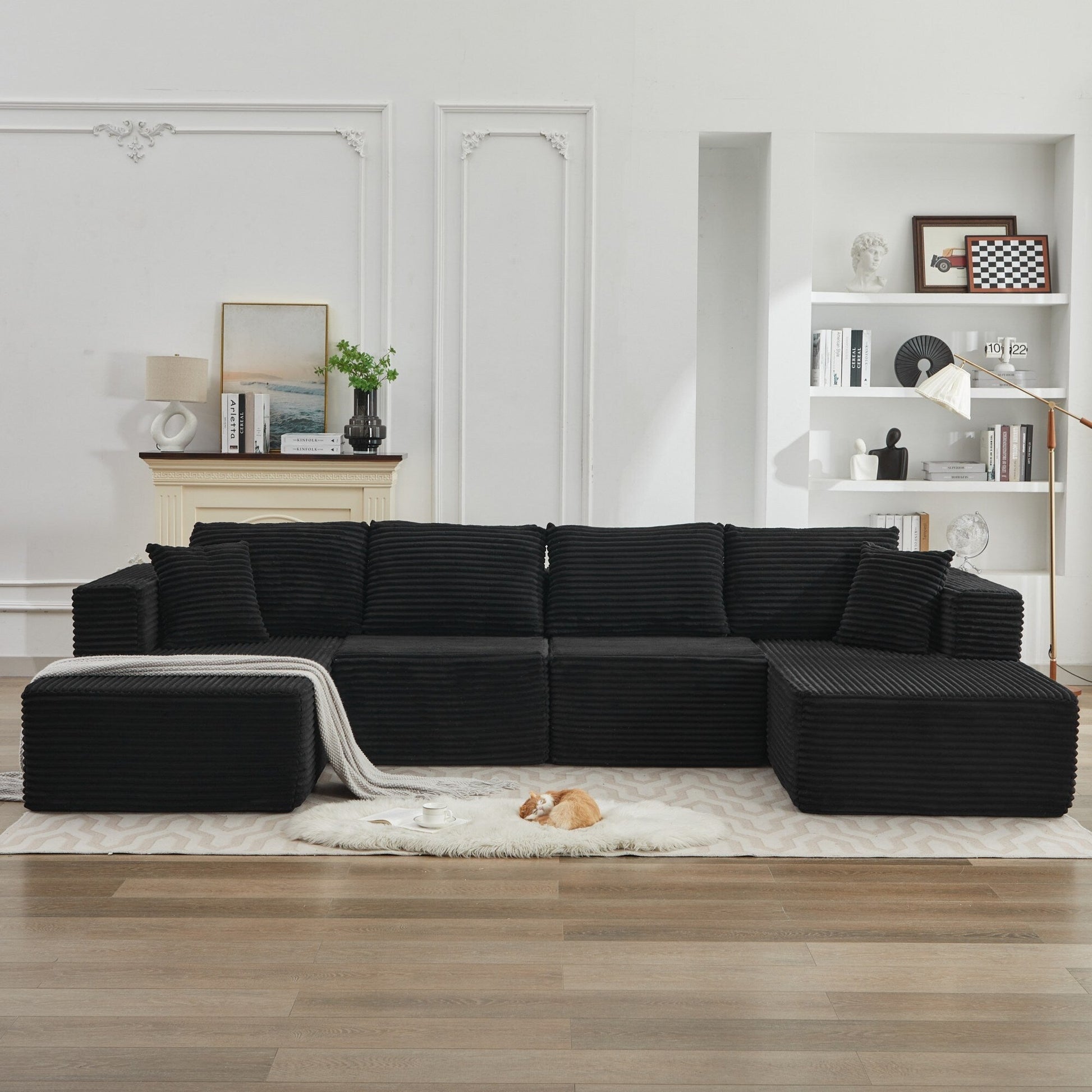 Canapé d'angle Cloud 106 avec deux chaises longues, canapé modulaire moderne à assise profonde pour salon, aucun assemblage requis.