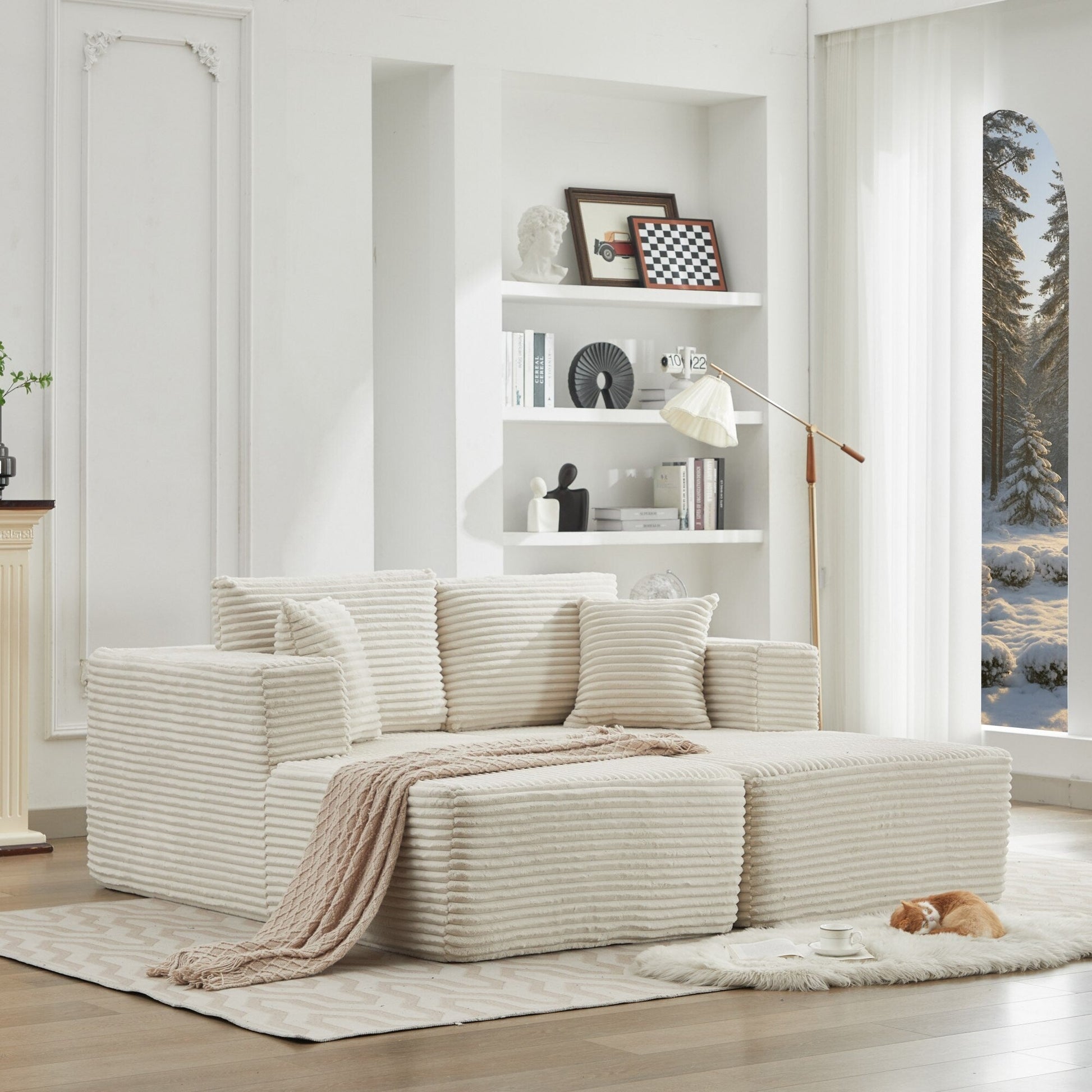 Canapé d'angle Cloud 106 avec deux chaises longues, canapé modulaire moderne à assise profonde pour salon, aucun assemblage requis.