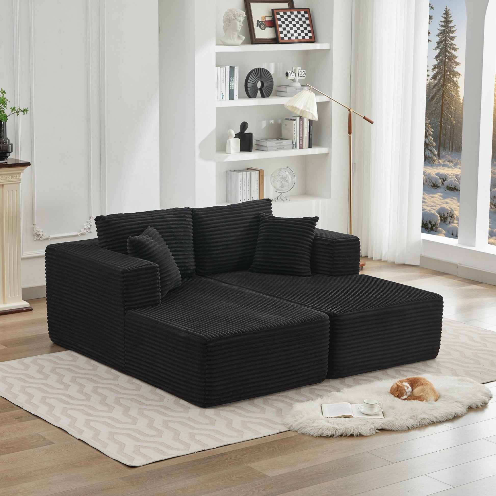 Canapé d'angle Cloud 106 avec deux chaises longues, canapé modulaire moderne à assise profonde pour salon, aucun assemblage requis.